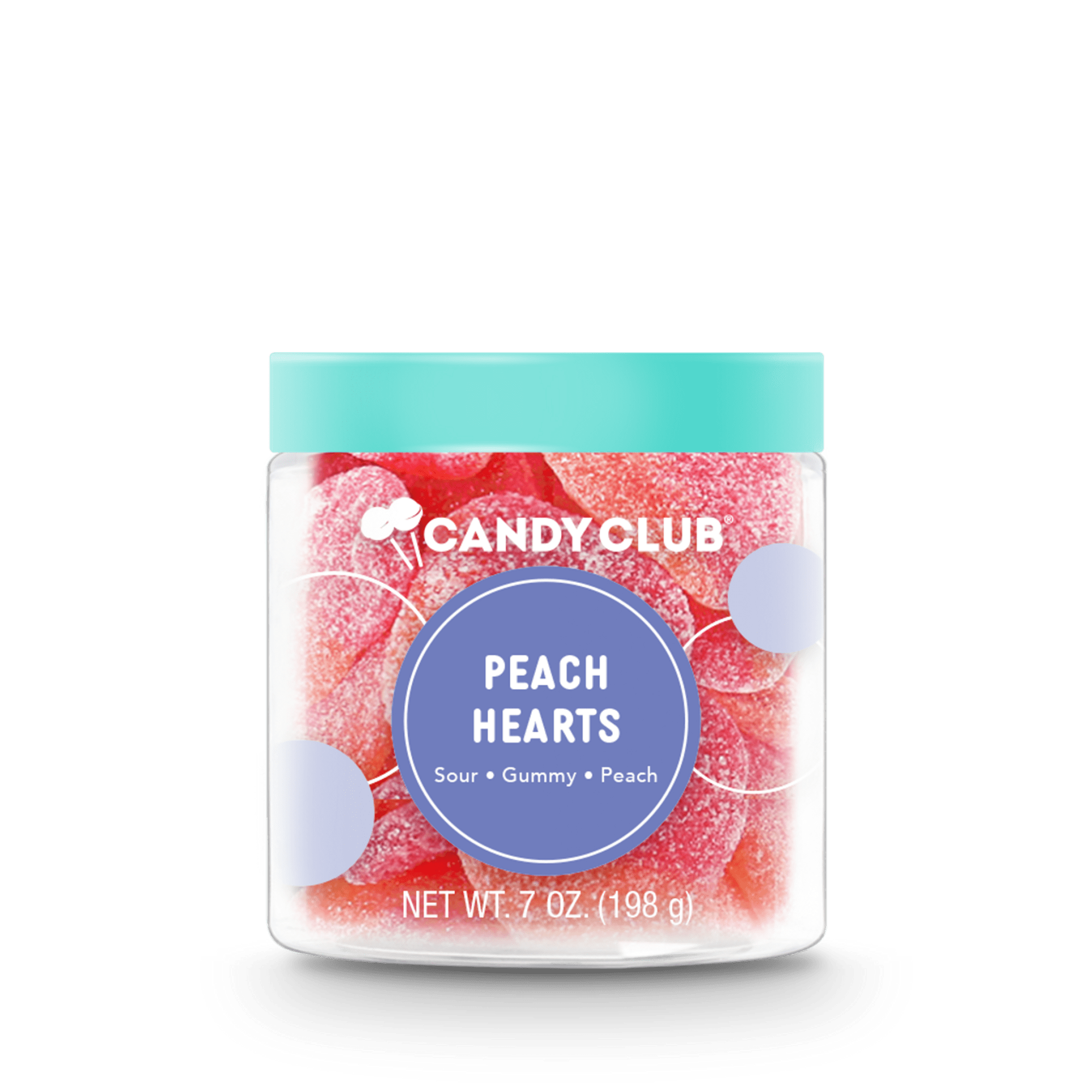 Select these soft and chewy candied hearts with a tart peach bite.

Please