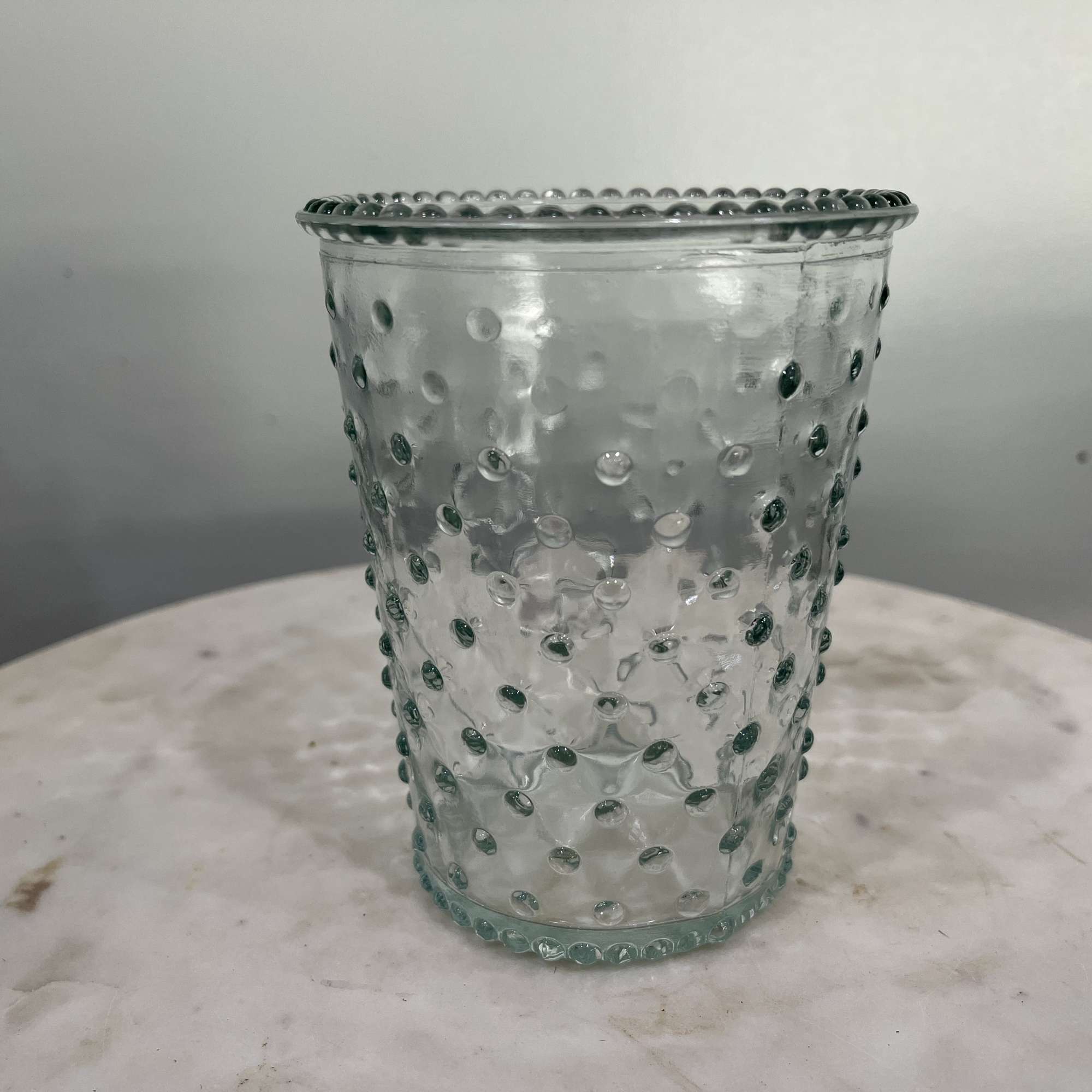 Seasonal flowers in a hobnail Annie vase. Our farm flowers change weekly!