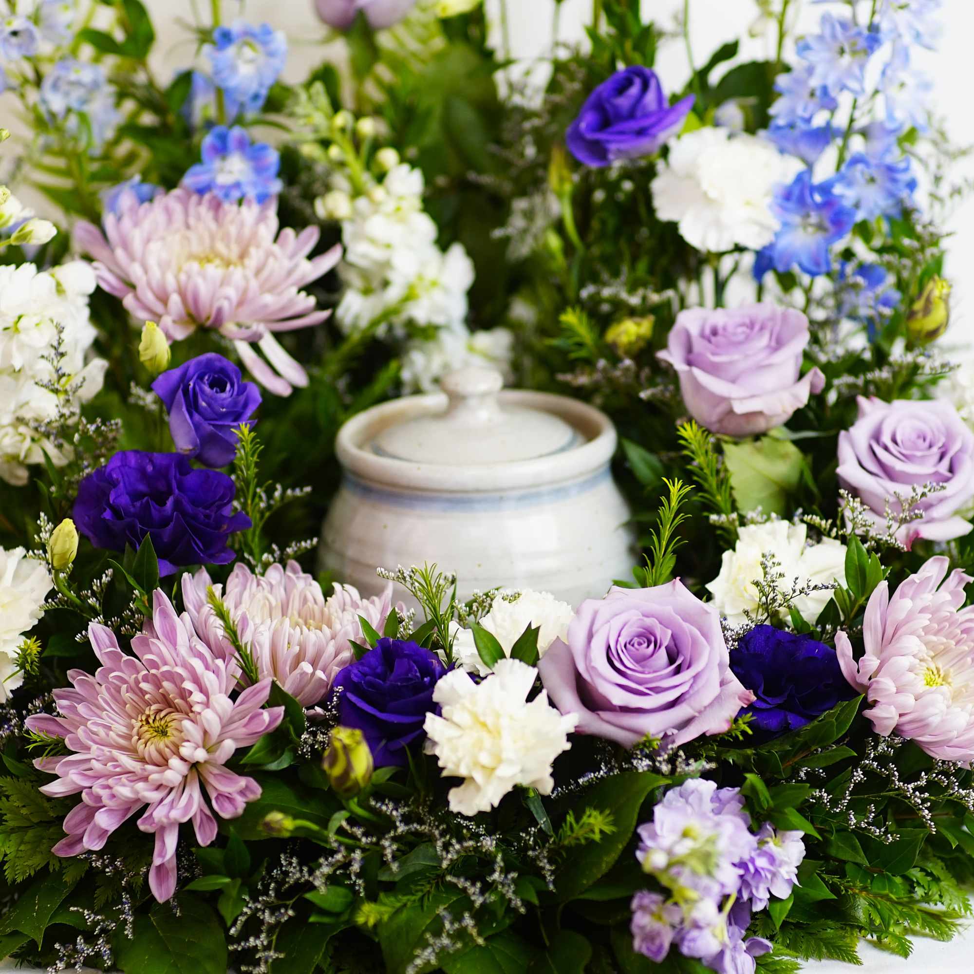 A serene and elegant display, the Twilight Garden Urn Tribute is designed
