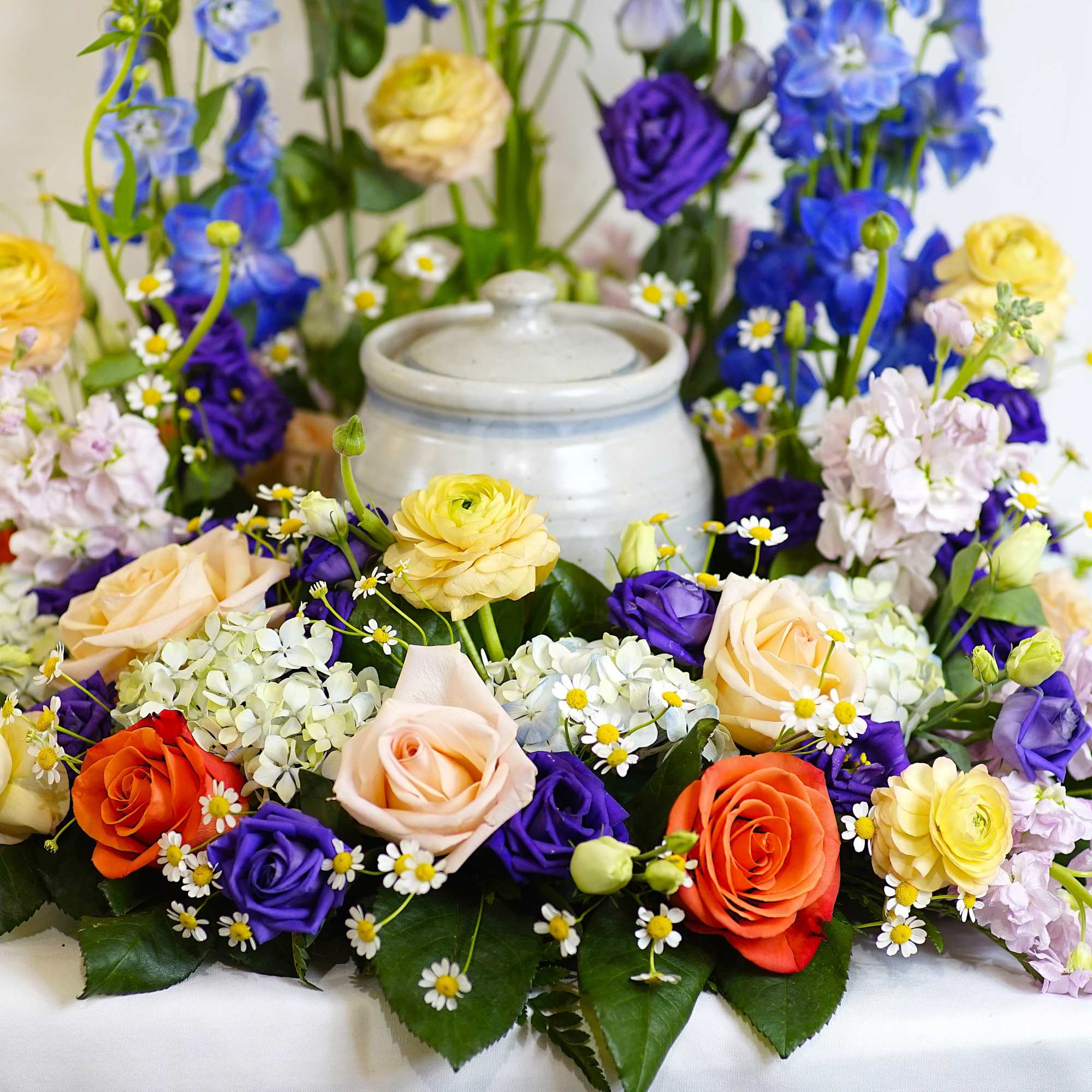 A serene and elegant display, the Twilight Garden Urn Tribute is designed