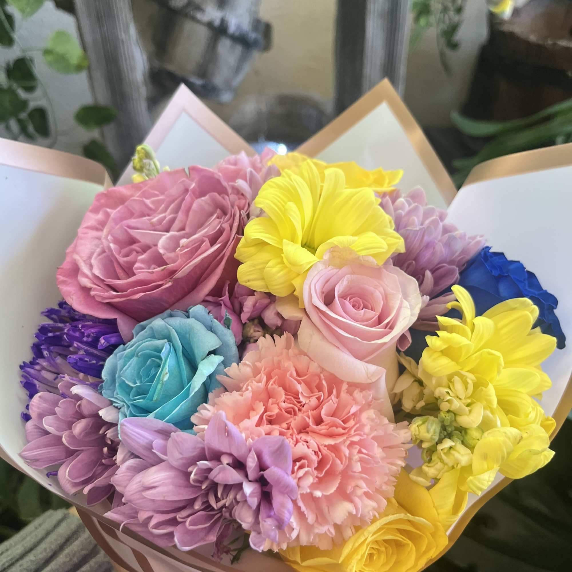 fresh Colorfull  mix flowers in bouquet  in wrapping not vase