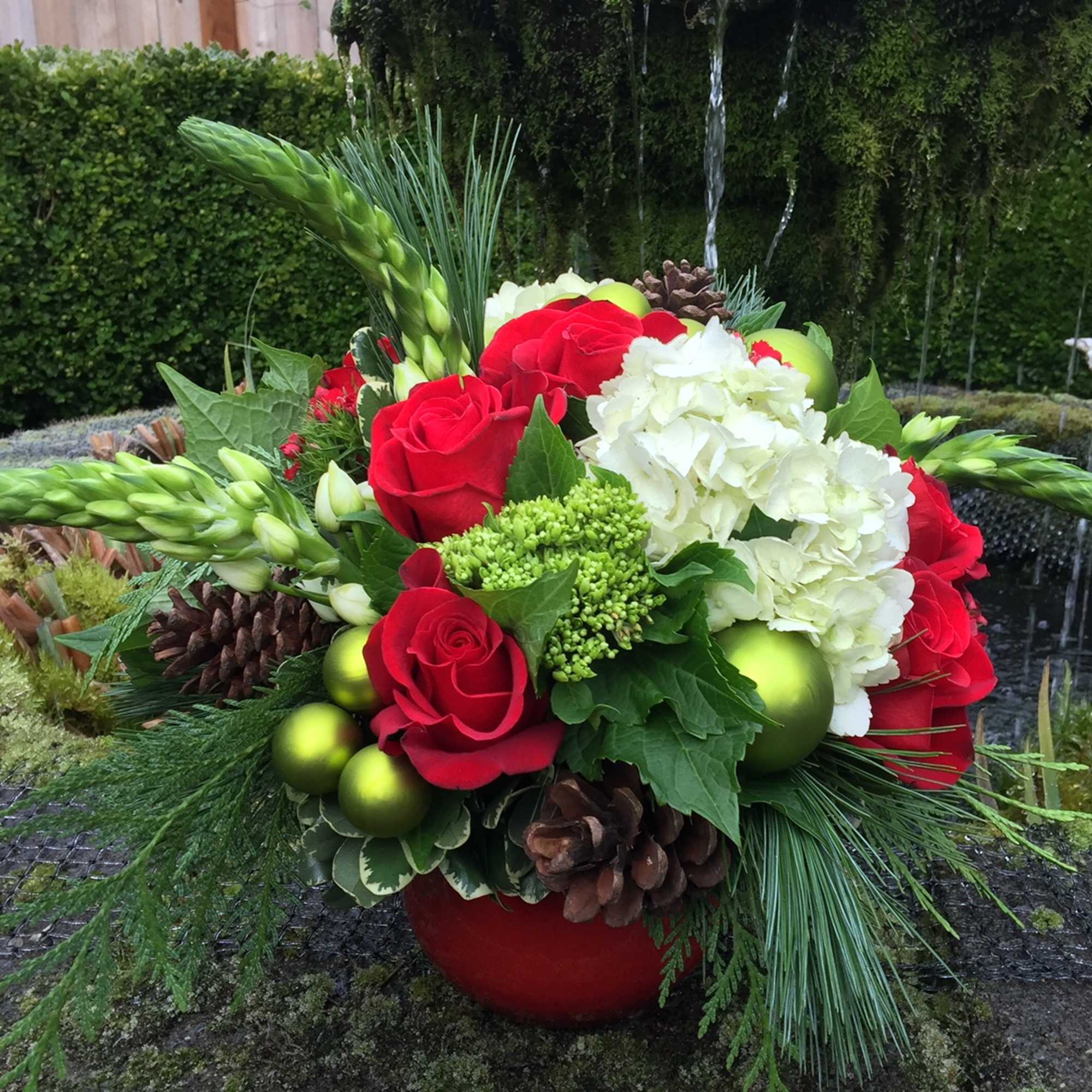 Available beginning December 3rd.

Merry and Bright is the perfect floral arrangement to