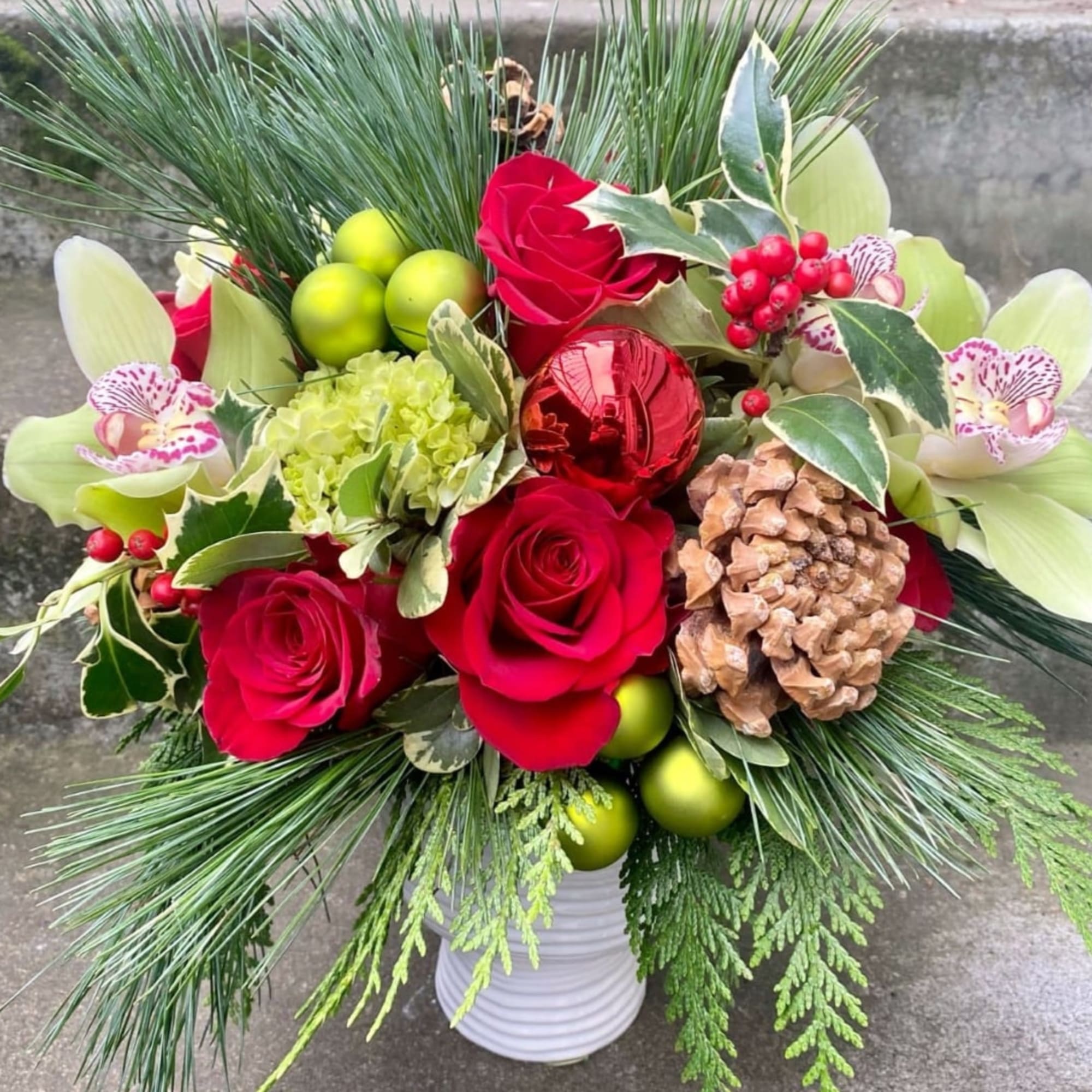 Available beginning December 3rd.

Merry and Bright is the perfect floral arrangement to
