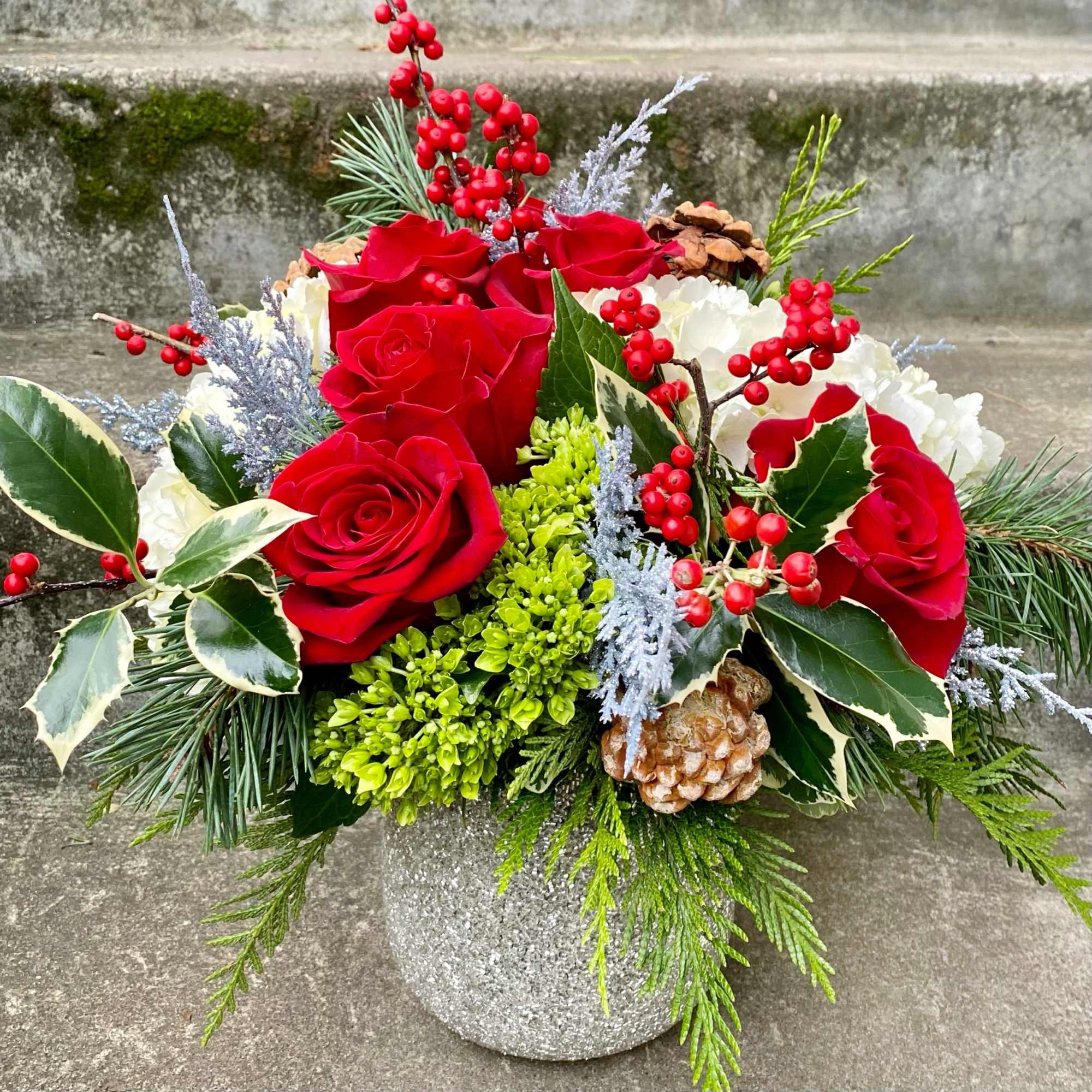 Available beginning December 3rd.

Merry and Bright is the perfect floral arrangement to