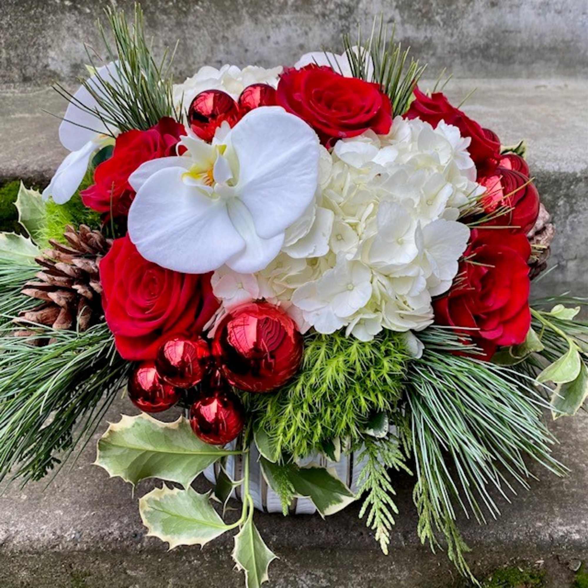 Available beginning December 3rd.

Merry and Bright is the perfect floral arrangement to