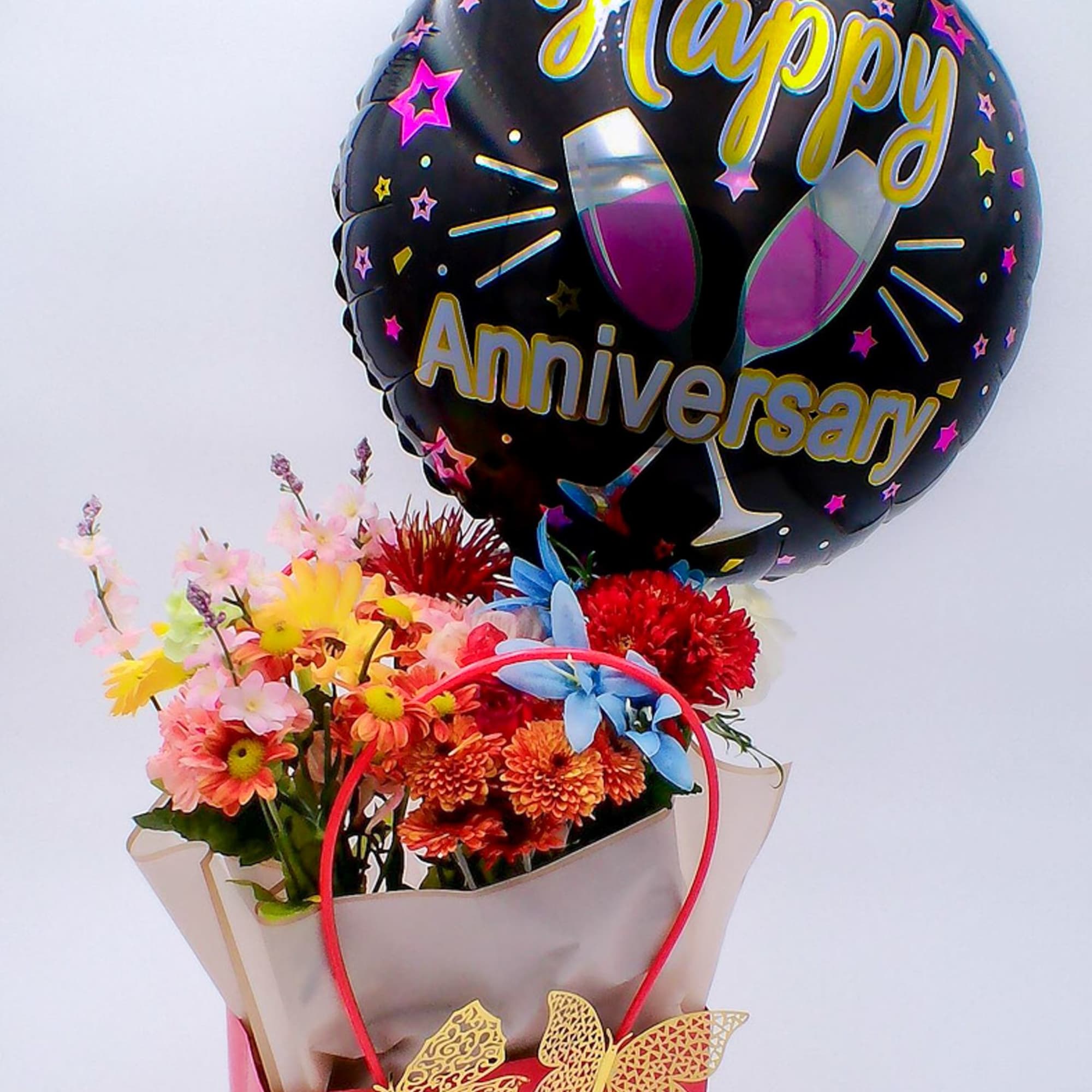 Mixed Fresh Flowers (14&ndash;16 stems): a colorful blend of 6 carnations, 2