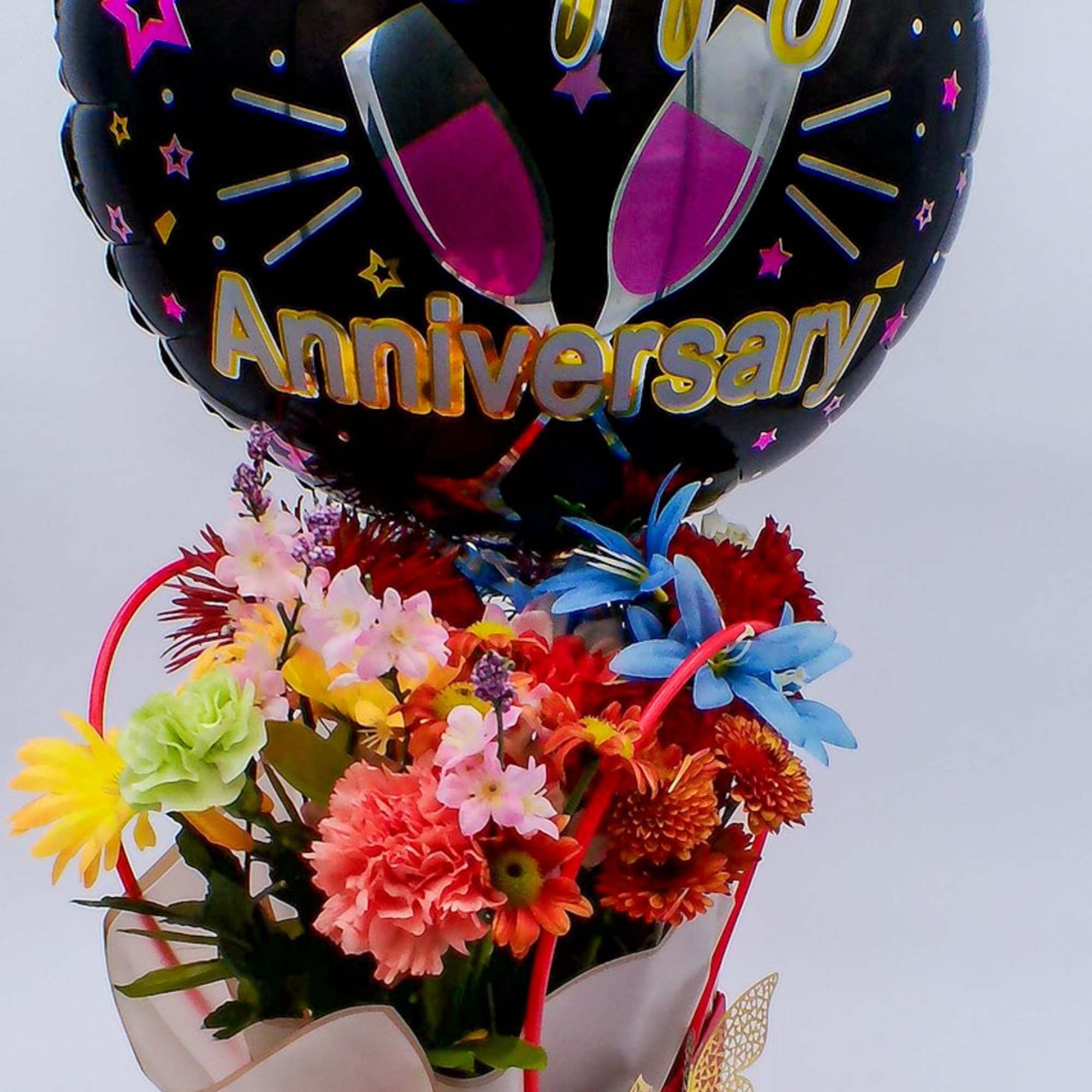 Mixed Fresh Flowers (14&ndash;16 stems): a colorful blend of 6 carnations, 2