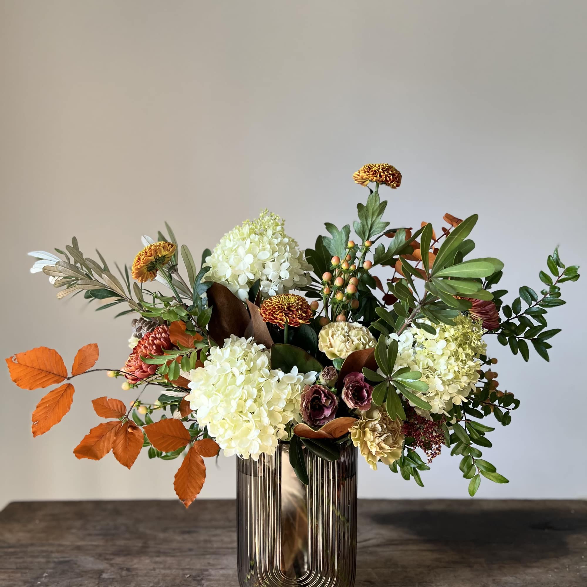 A selection of the day's finest blooms in a glass or ceramic