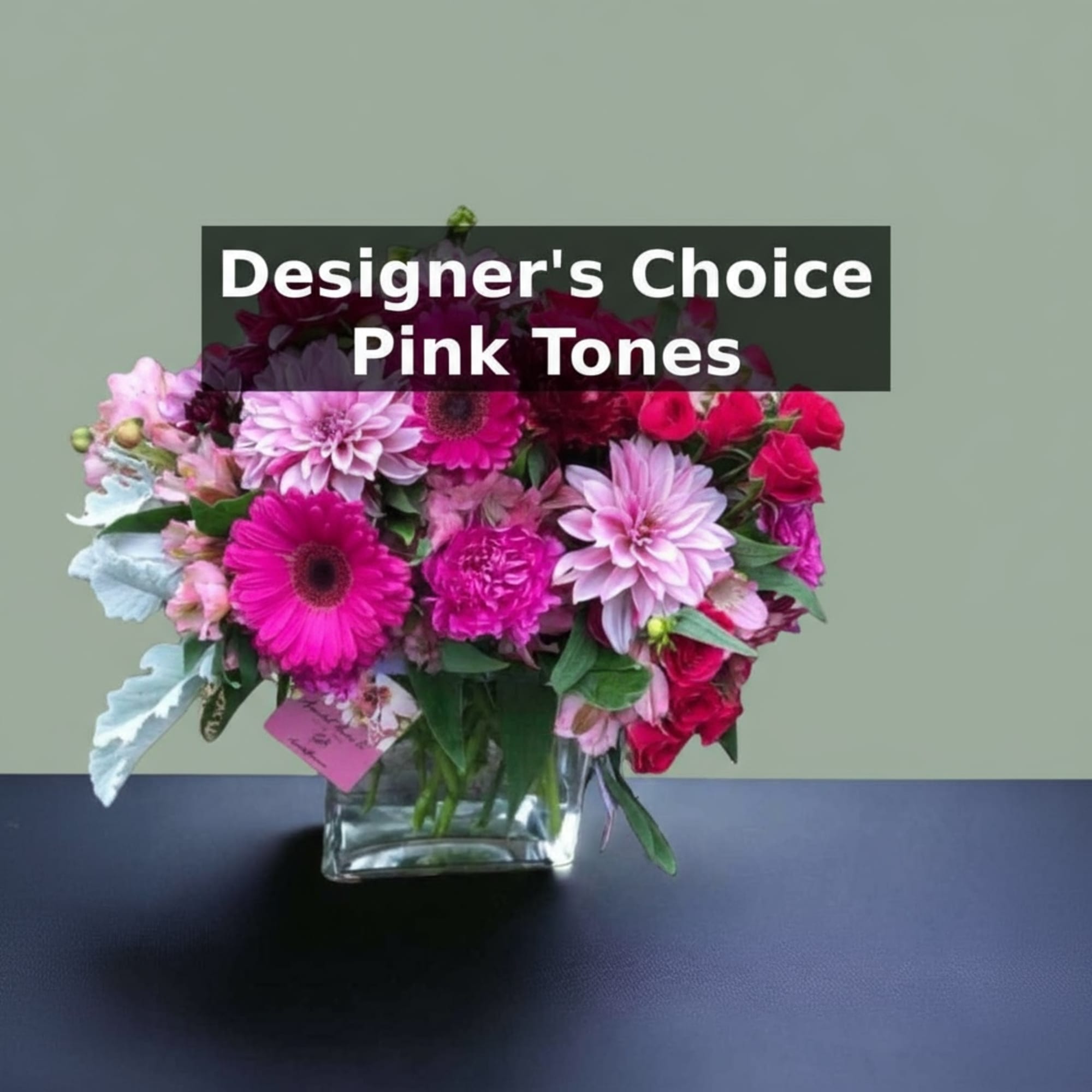 &quot;Discover the allure of our Designer&#039;s Choice Pink Tones Floral Arrangement, a