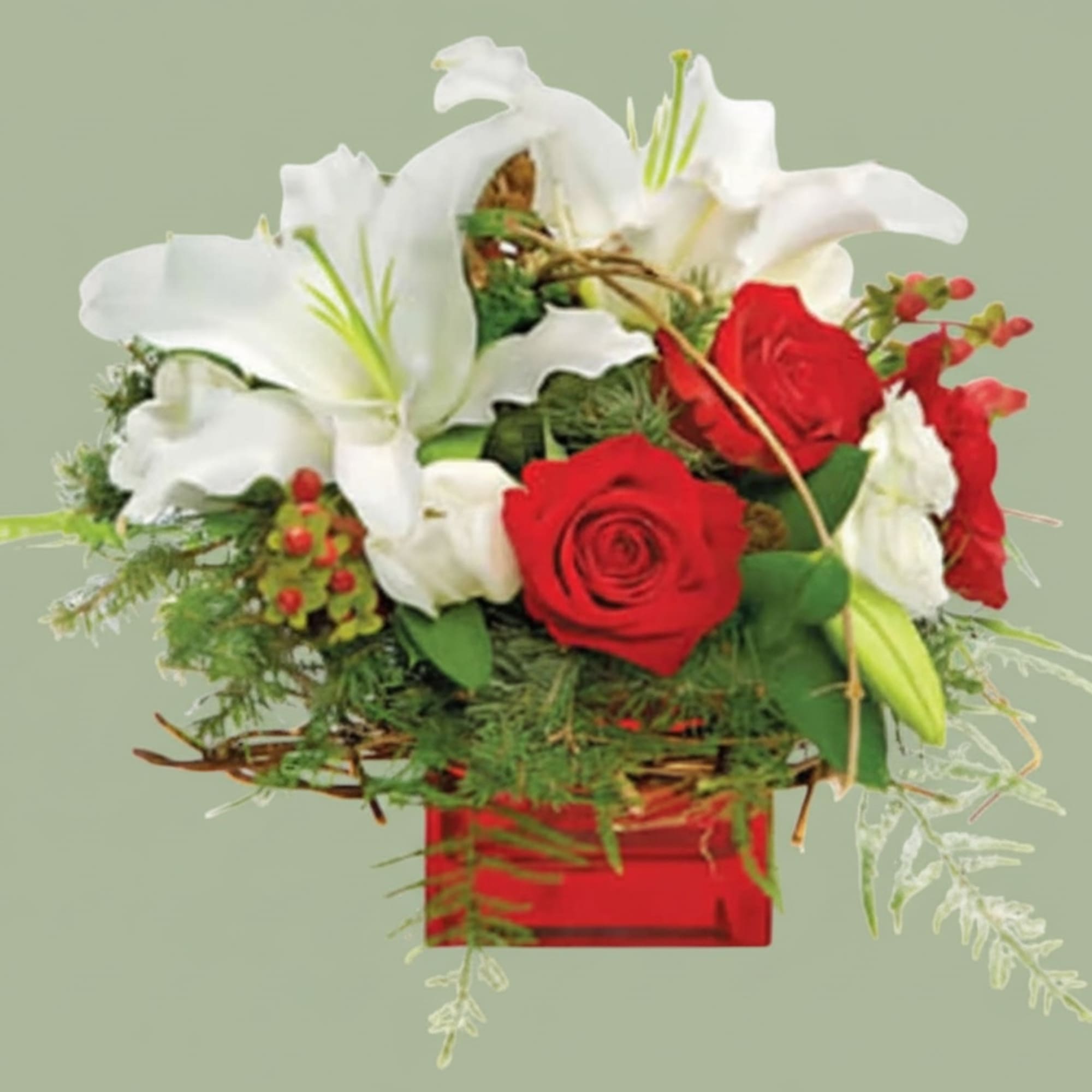 Send this truly original, contemporary bouquet of gorgeous red roses and elegant