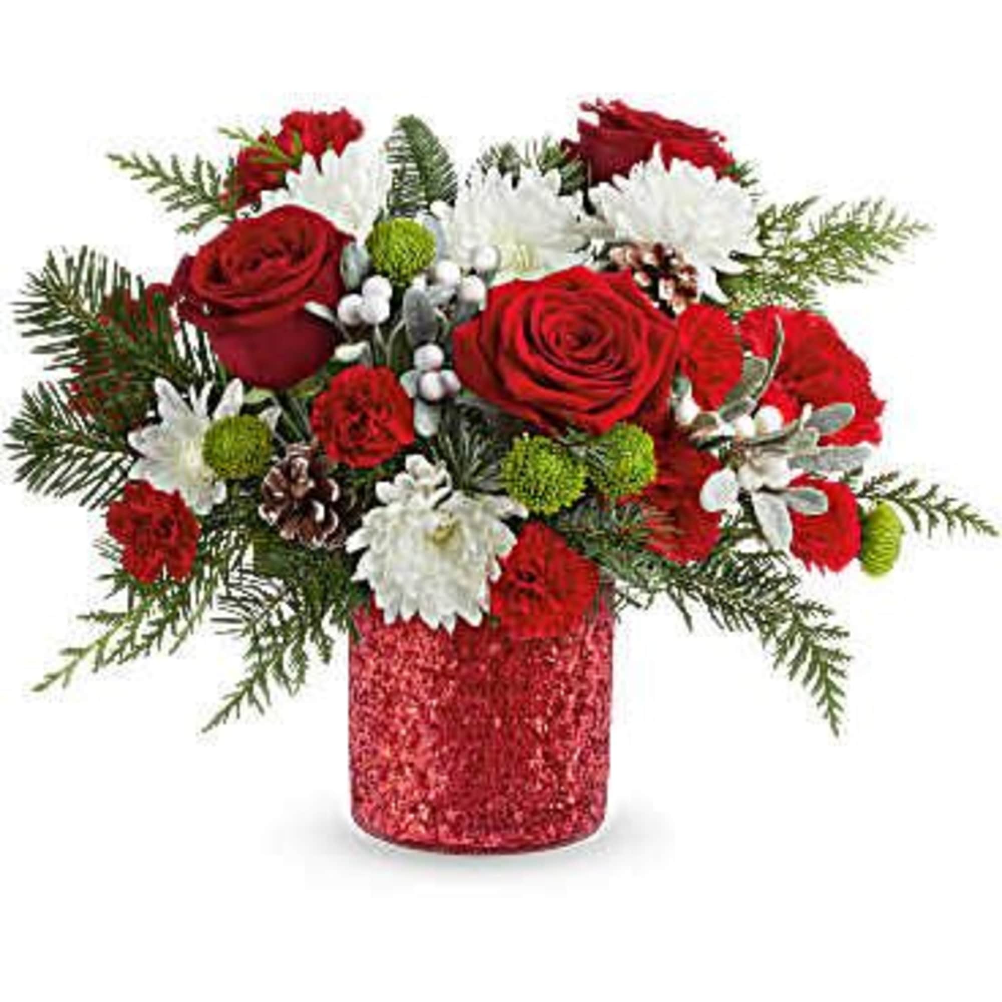 Christmas Magic Bouquet brings the season to life with red and green