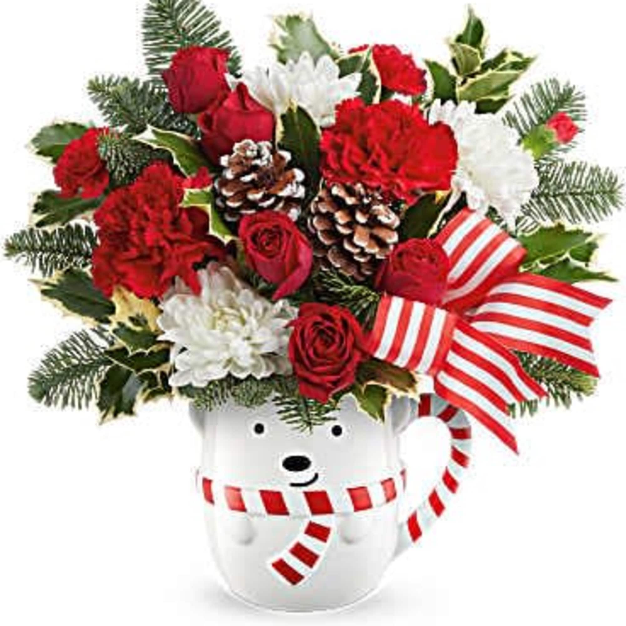 Send a hug this holiday season! Cozy Cub Wish Bouquet features festive