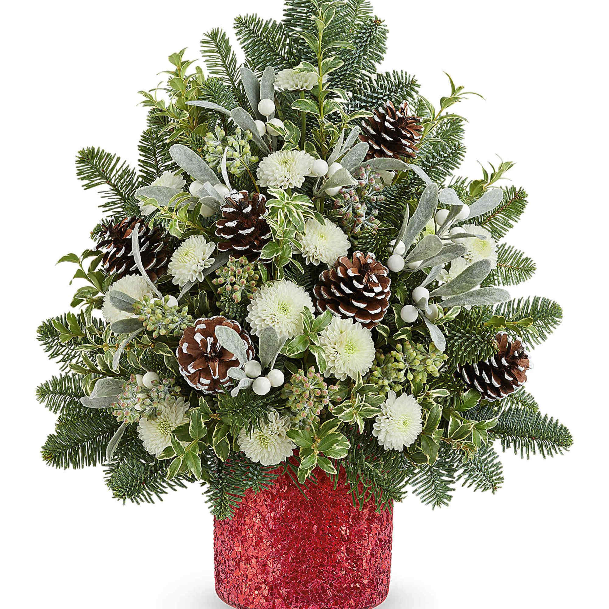 Teleflora&#039;s Winter Whisper Tree brings serene holiday beauty with snowy white blooms