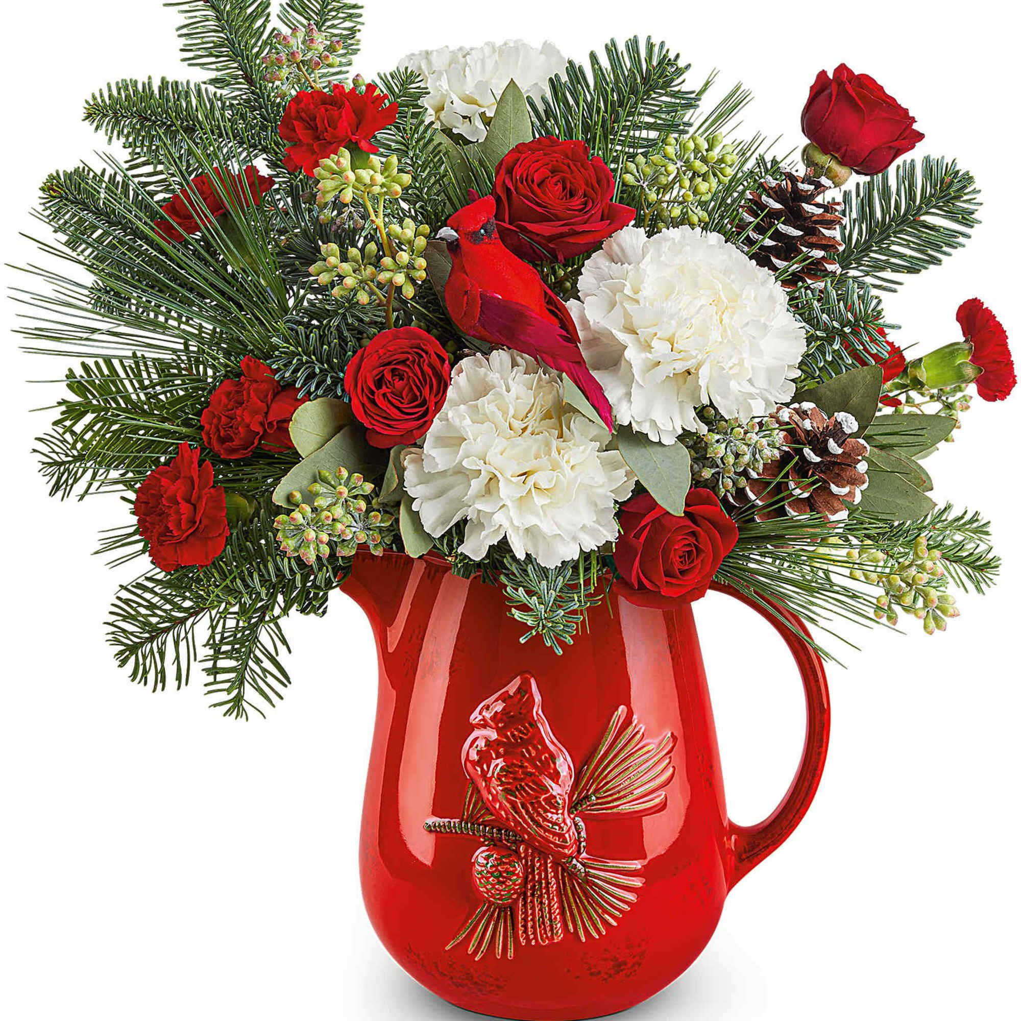 Teleflora&#039;s Scarlet Cardinal Bouquet celebrates the season with festive red blooms and