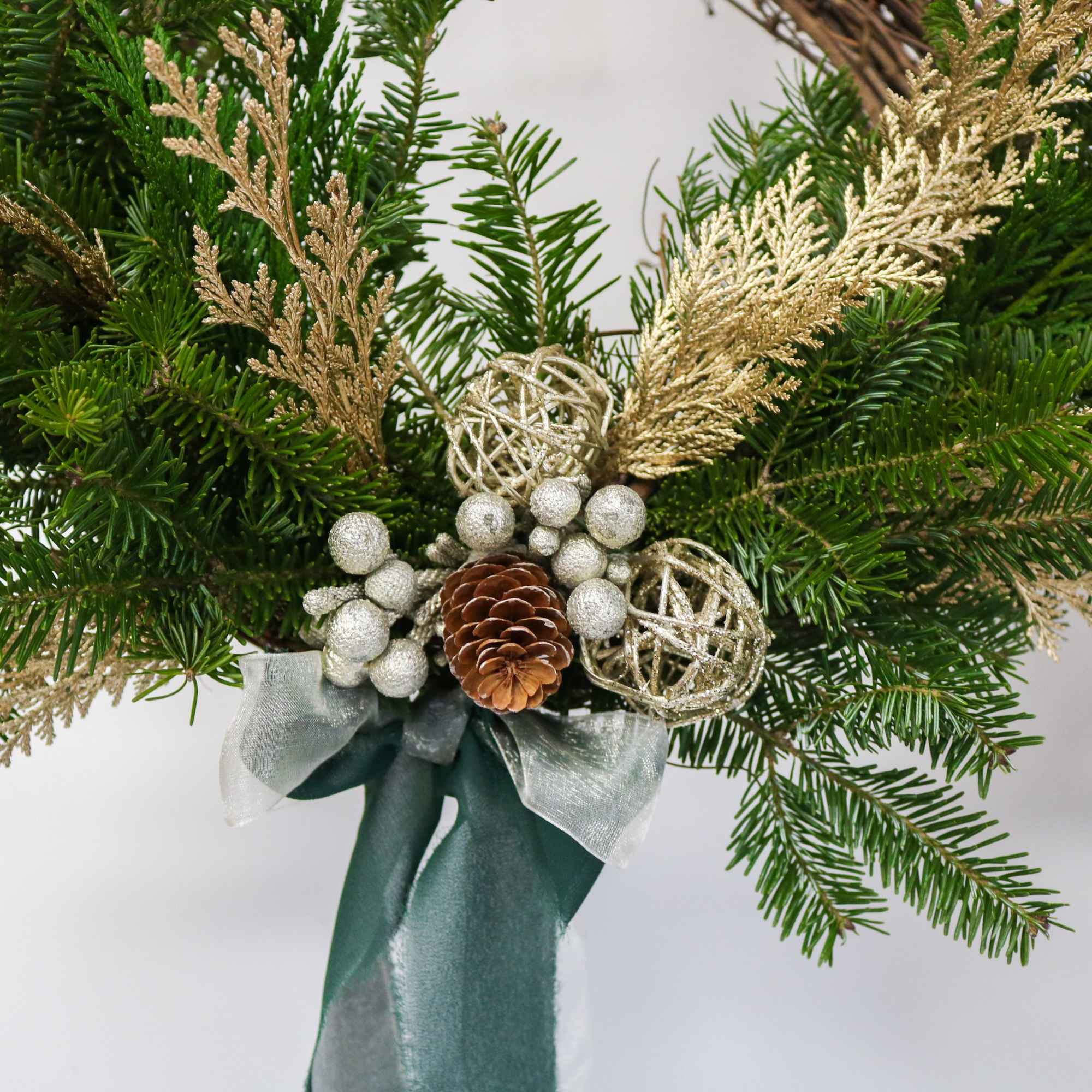 A modern, airy twist on the classic Christmas wreath &mdash; designed on