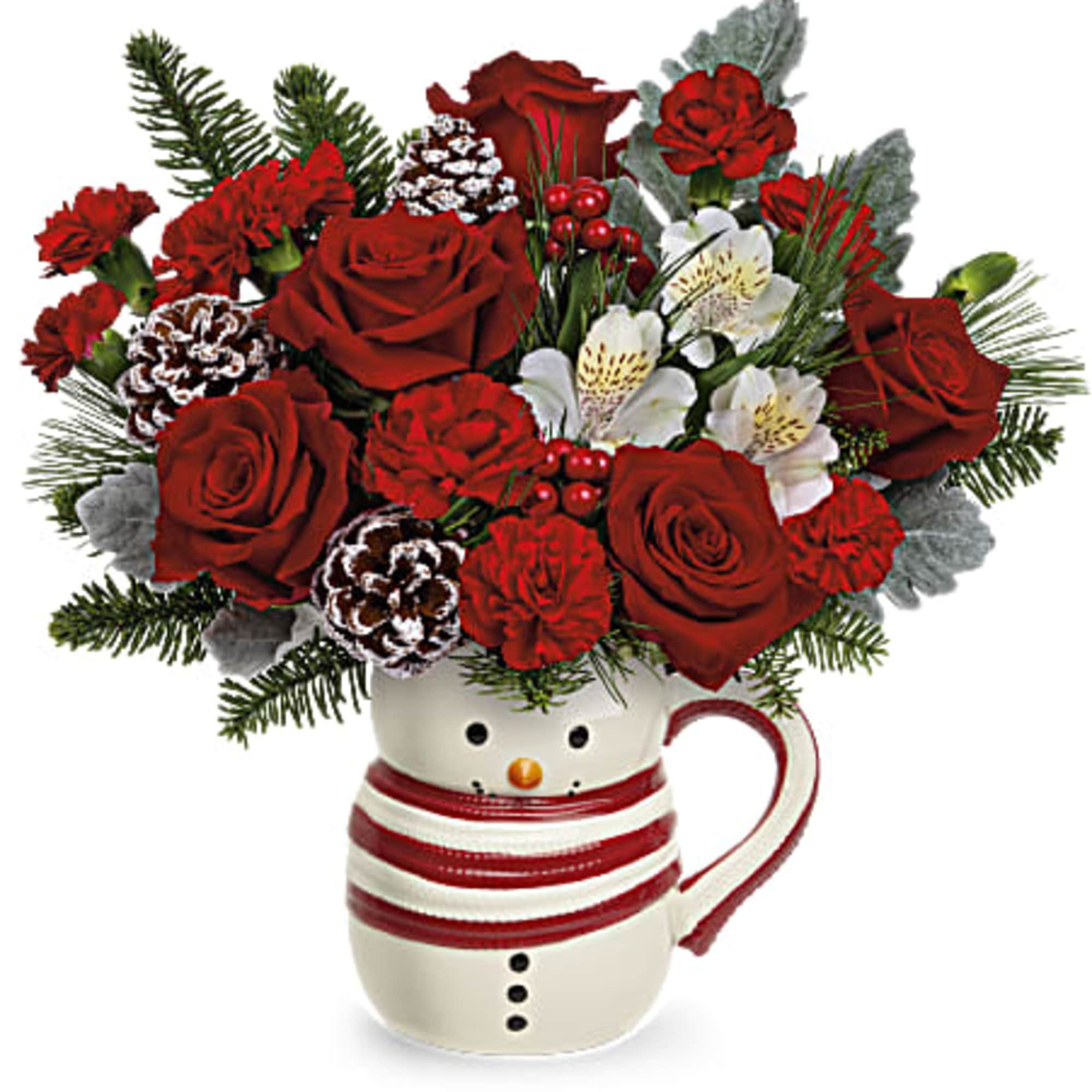 This frosty friend can&#039;t wait to deliver a charming Christmas bouquet to
