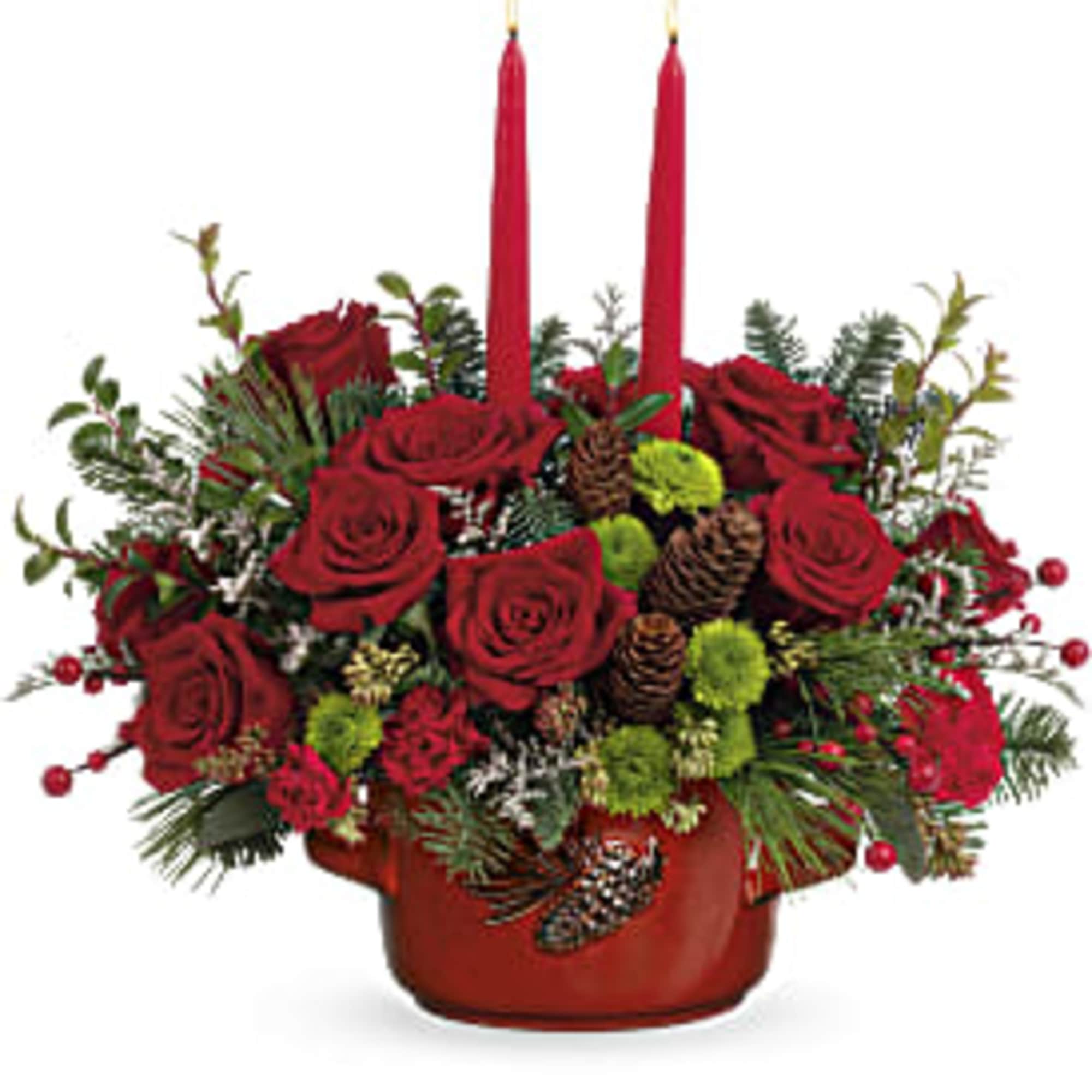 With its hand-painted pinecone motif and charming vintage look, this food-safe stoneware