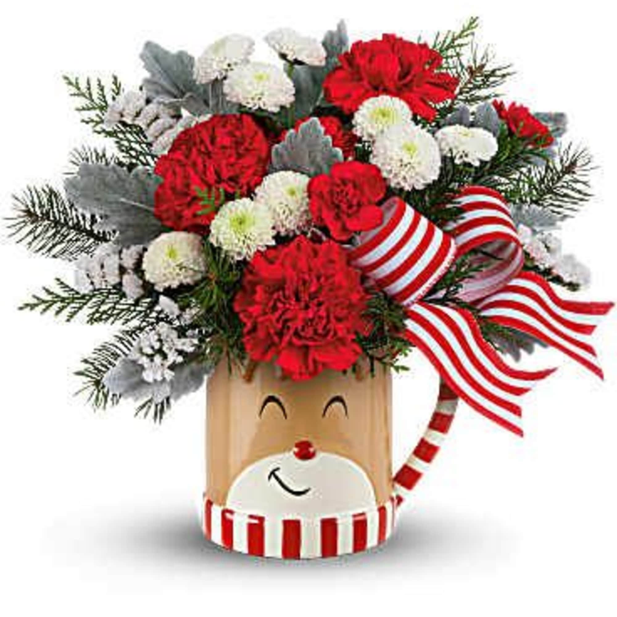 Spread joy across the snowy miles with this cheerful holiday reindeer! Overflowing
