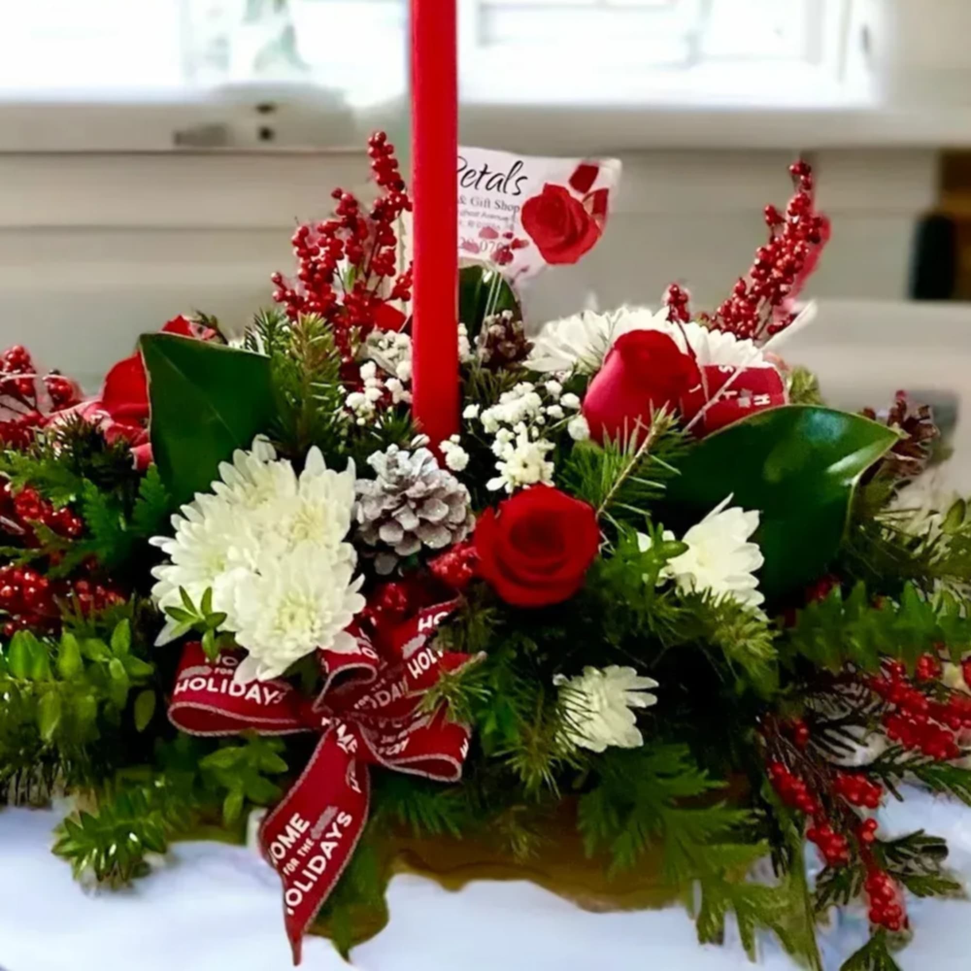 Pr-order if possible.
Delight your dinner guests with a festive Christmas Table Arrangement.