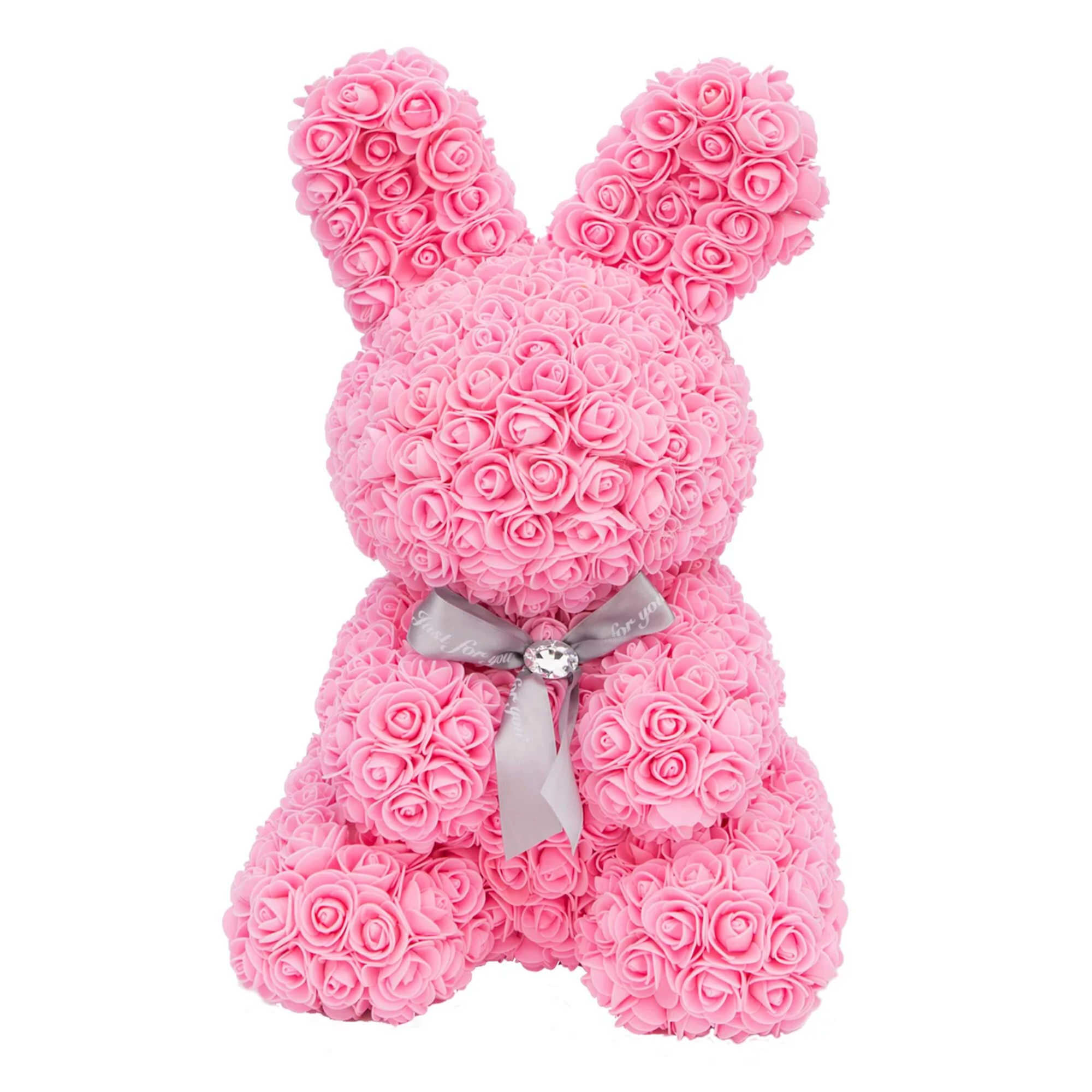 A &quot;Standing Foam Pink Rose Bunny&quot; is a delightful and creative gift