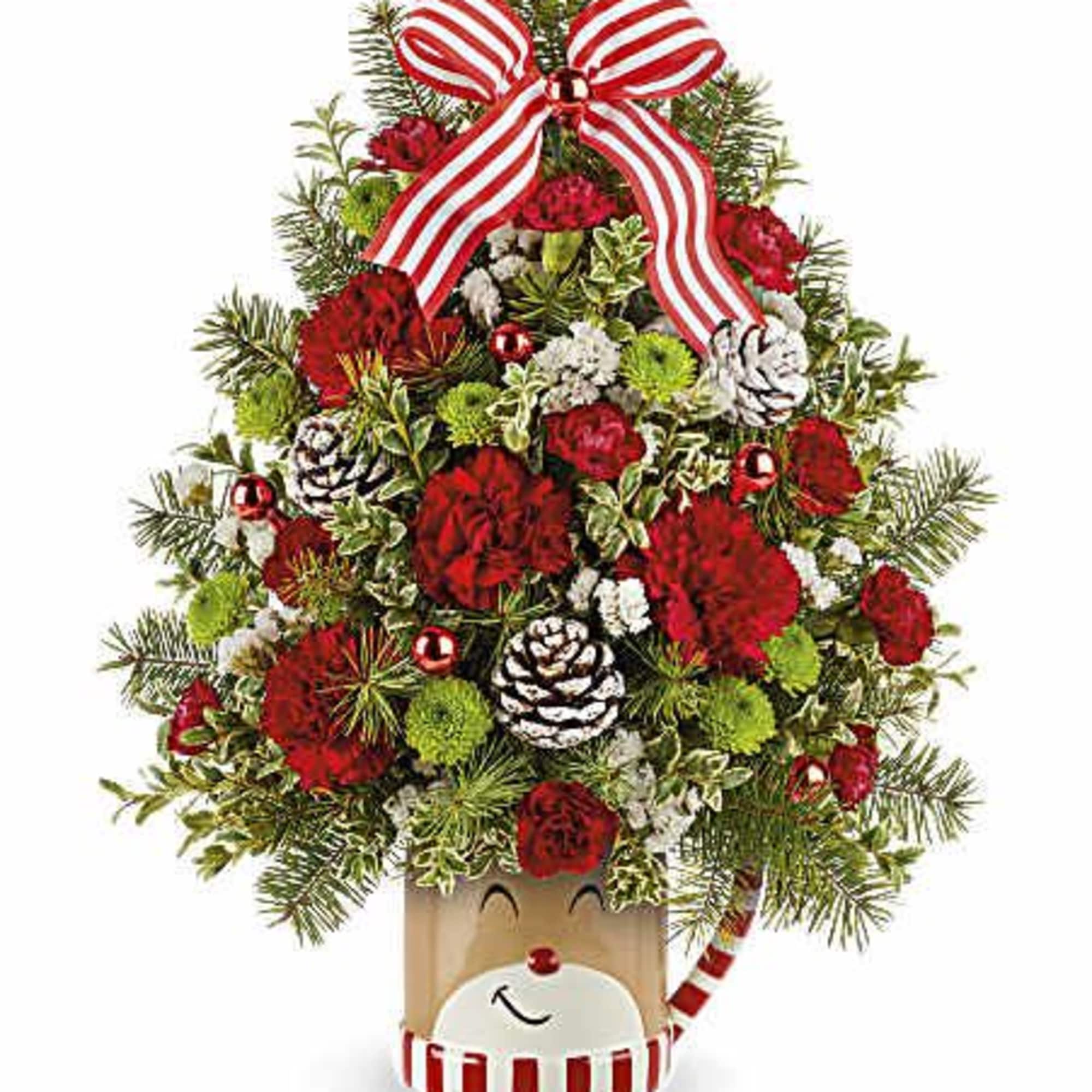 Celebrate the holidays with this adorable reindeer and his festive Christmas &quot;tree&quot;