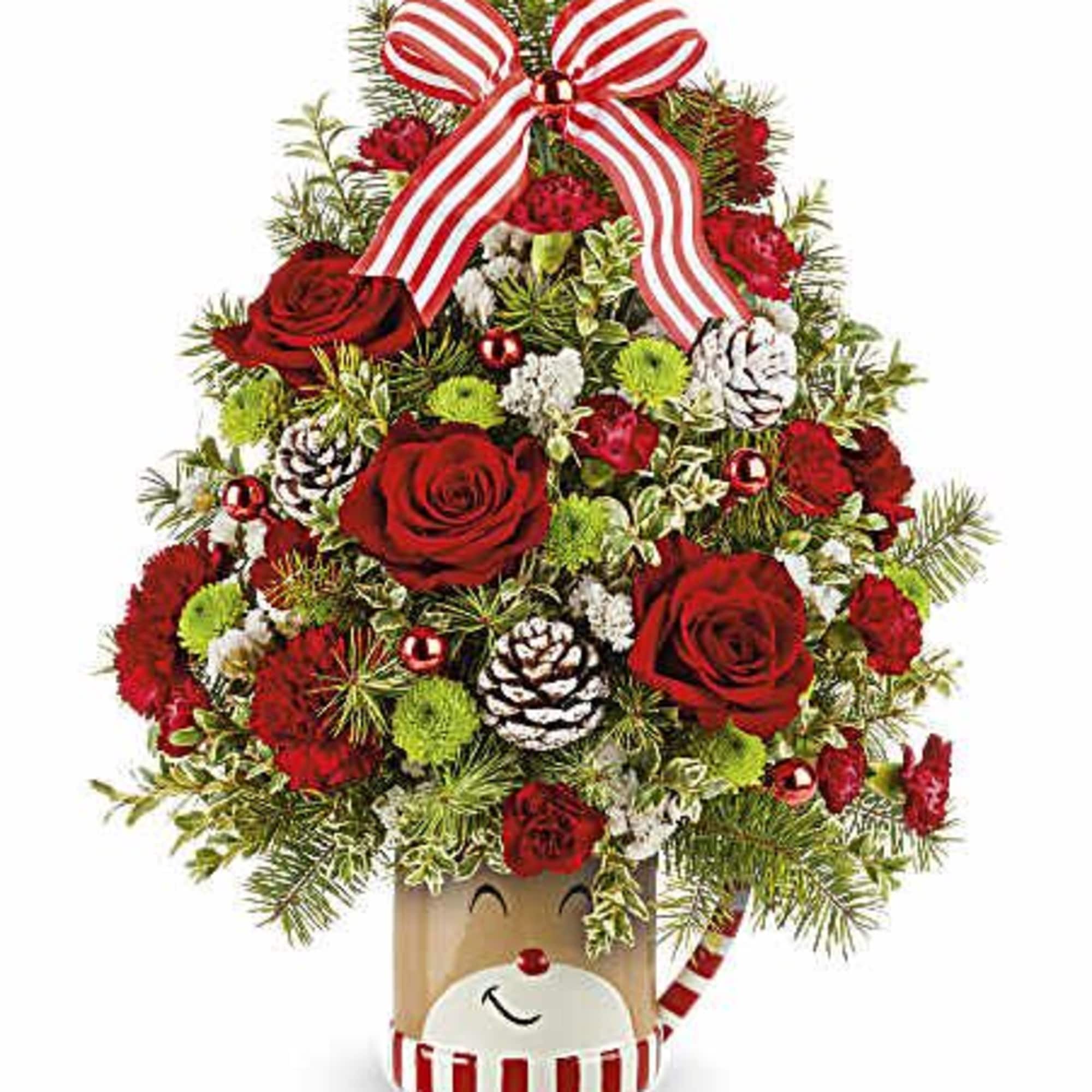 Celebrate the holidays with this adorable reindeer and his festive Christmas &quot;tree&quot;