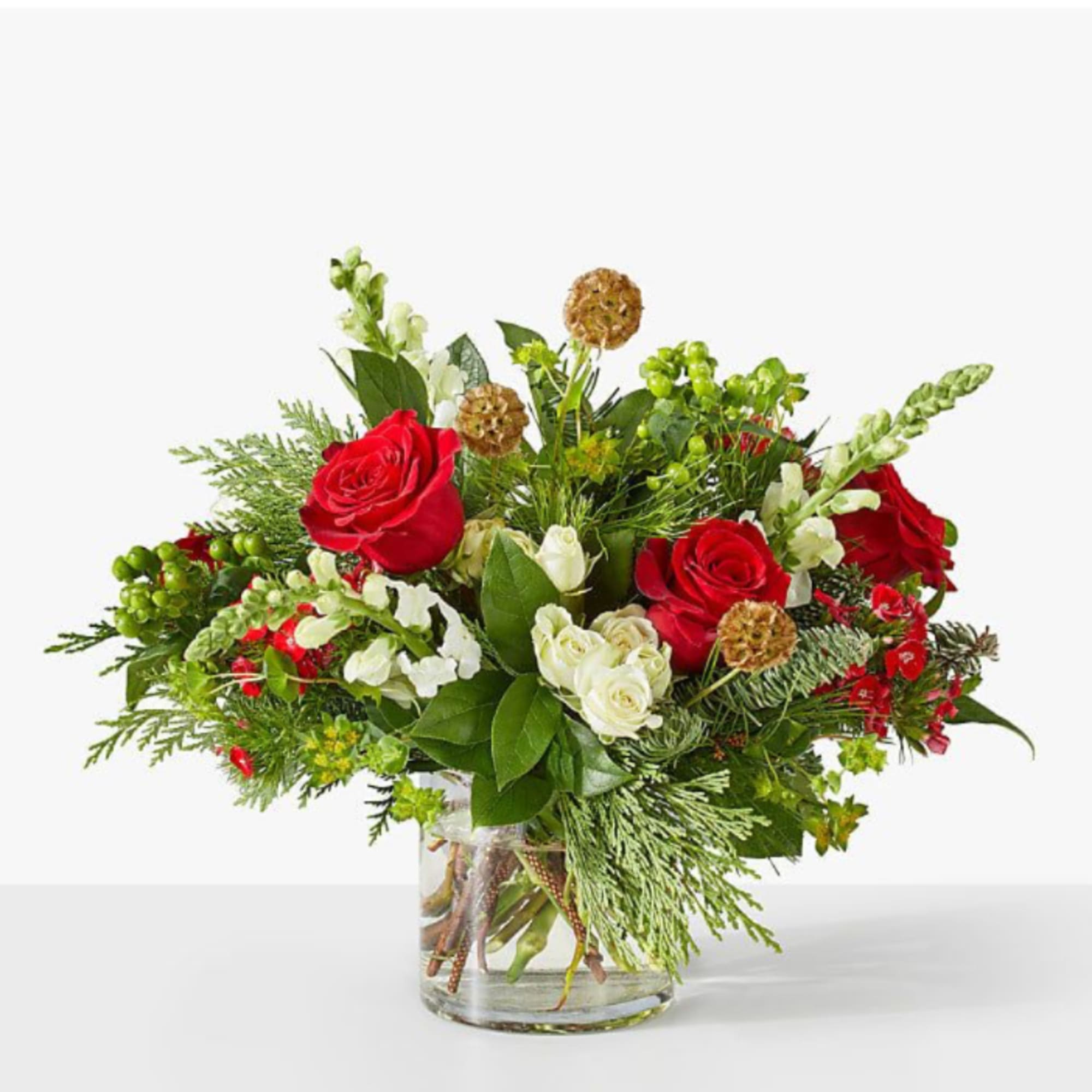 Celebrate the festive season in vibrant style with the Deck the Halls Bouquet&mdash;an elegant holiday