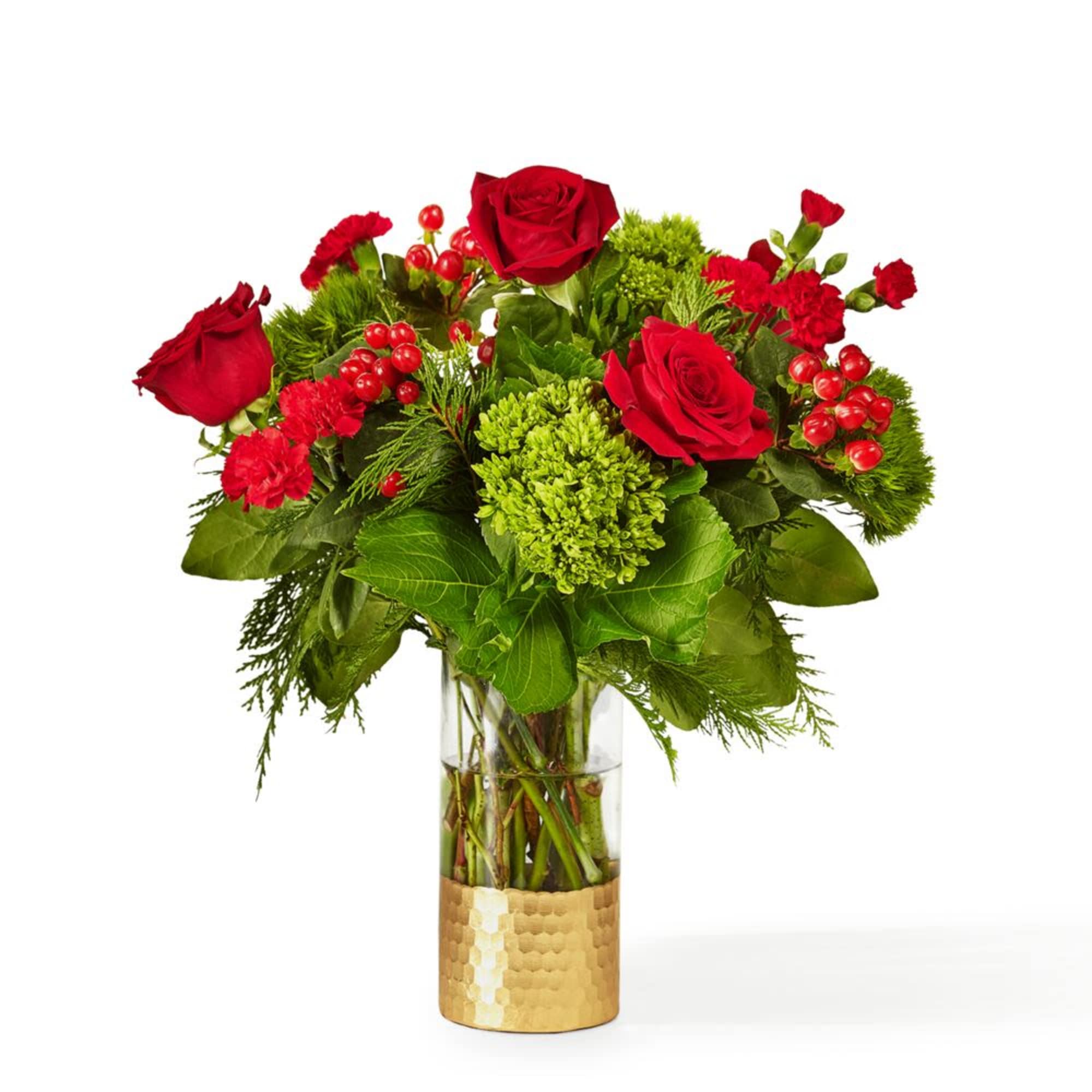 Cozy up with these traditional red and green blooms, a timeless gift