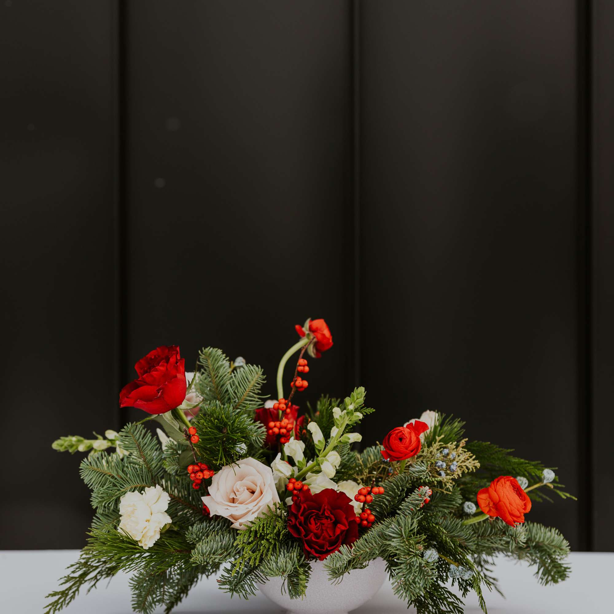 A festive centerpiece to add fresh floral to the dining table.