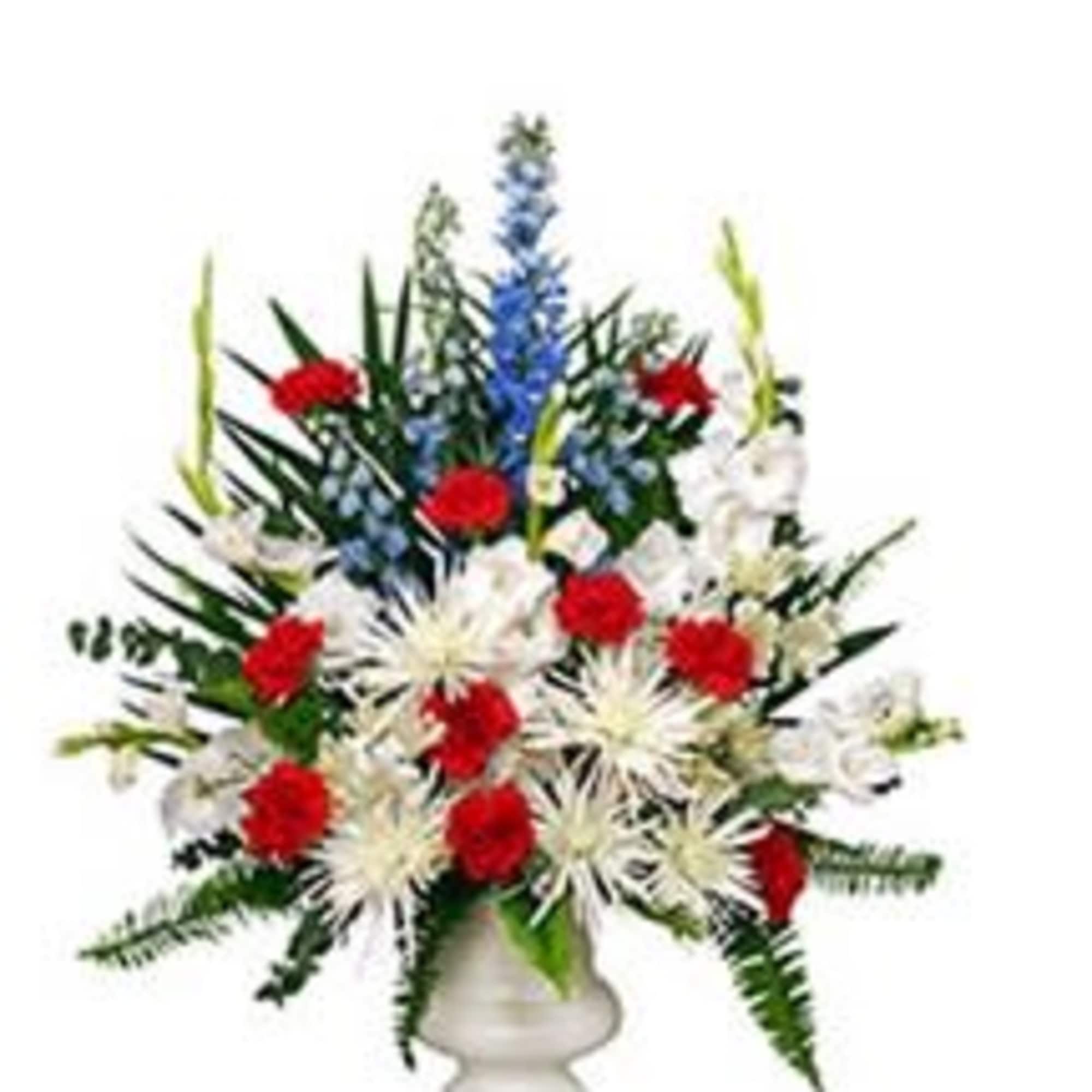 This Collection combines our most popular memorial arrangements: Standing spray, Footed Urn