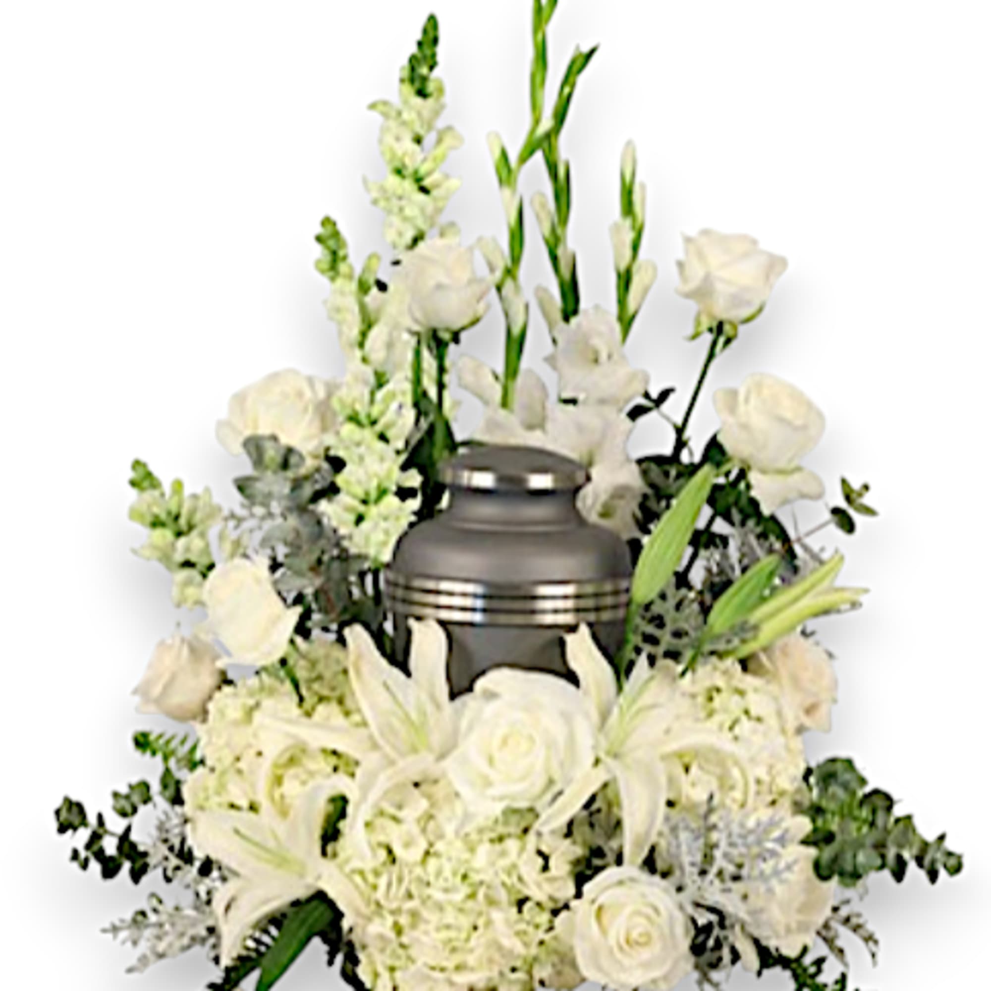 This stunning casket saddle is a heartfelt tribute that beautifully honors the