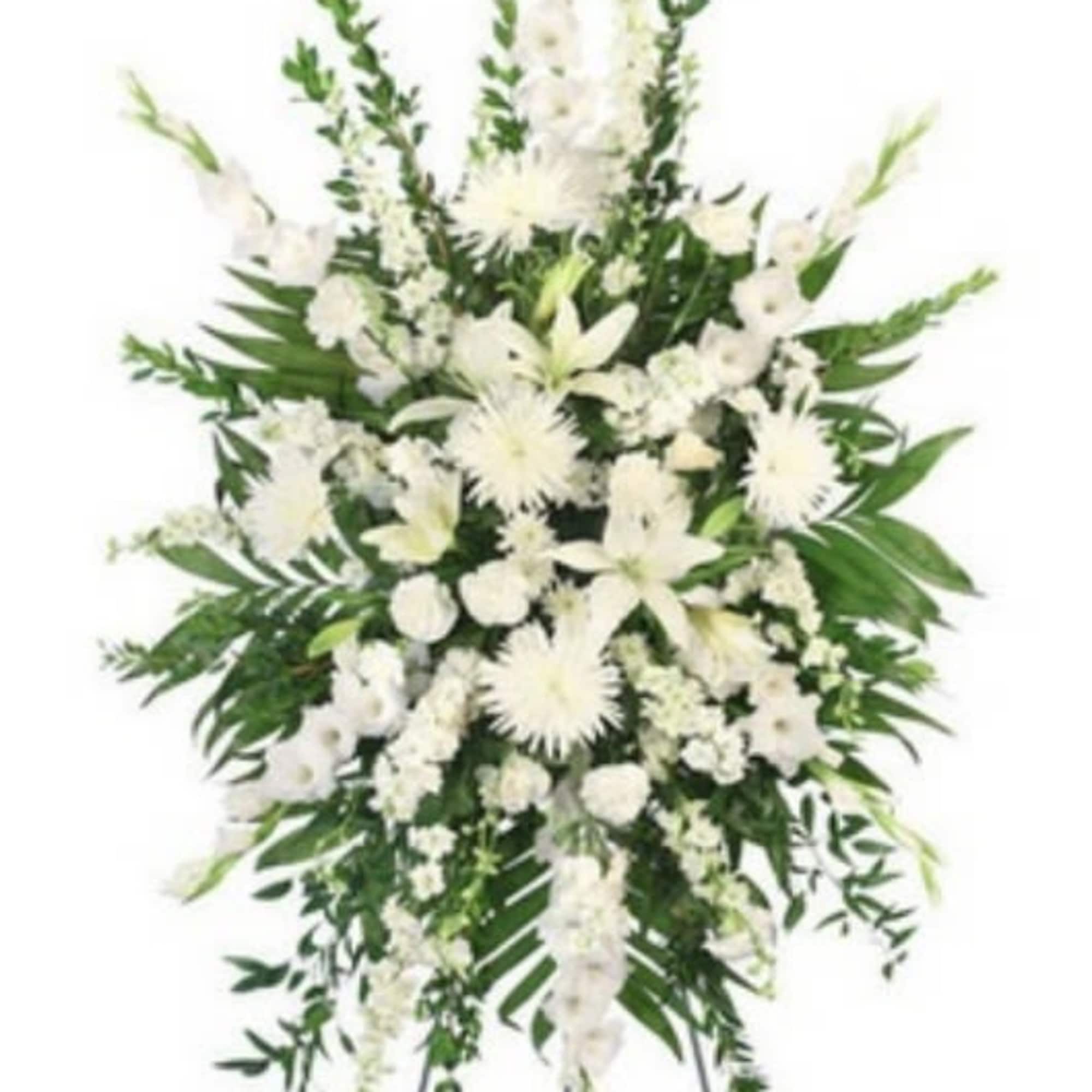 This Collection combines our most popular memorial arrangements: Two Coordinating Standing Sprays