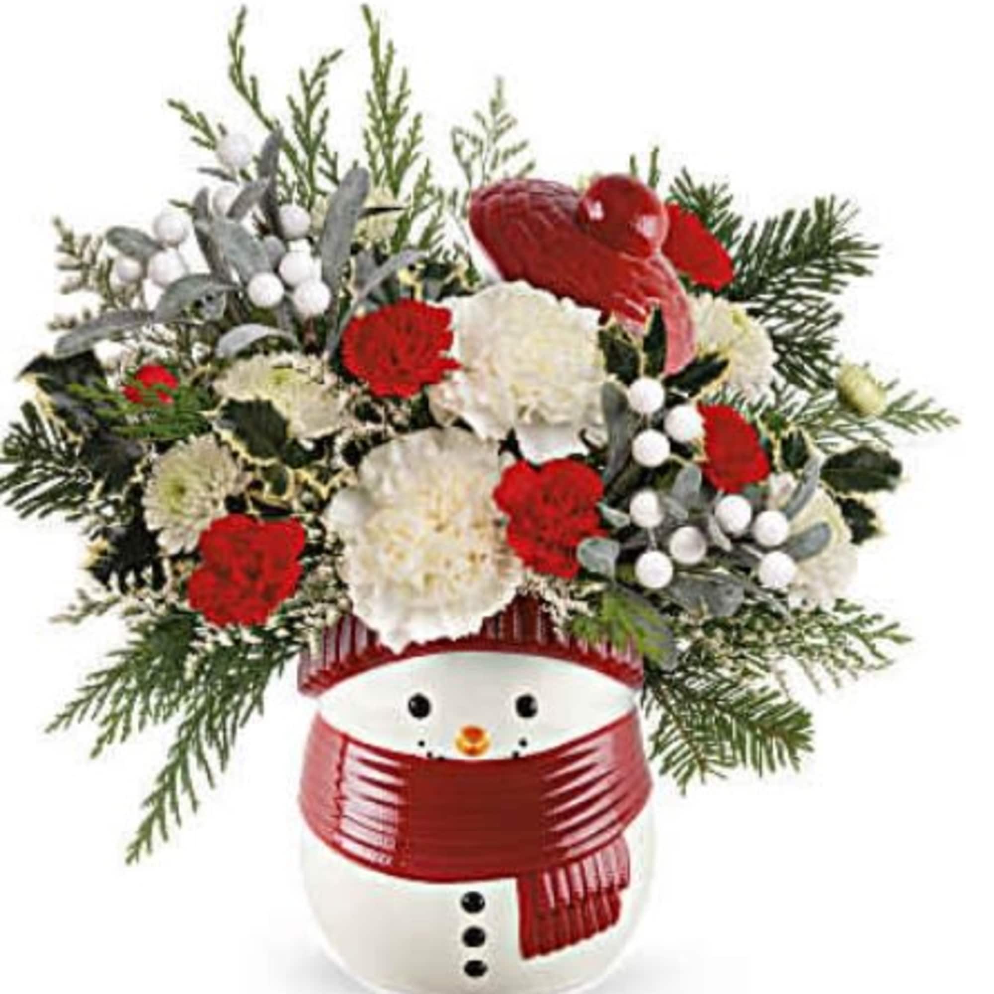 Charming and festive, this classic Christmas gift presents a delightful ceramic snowman