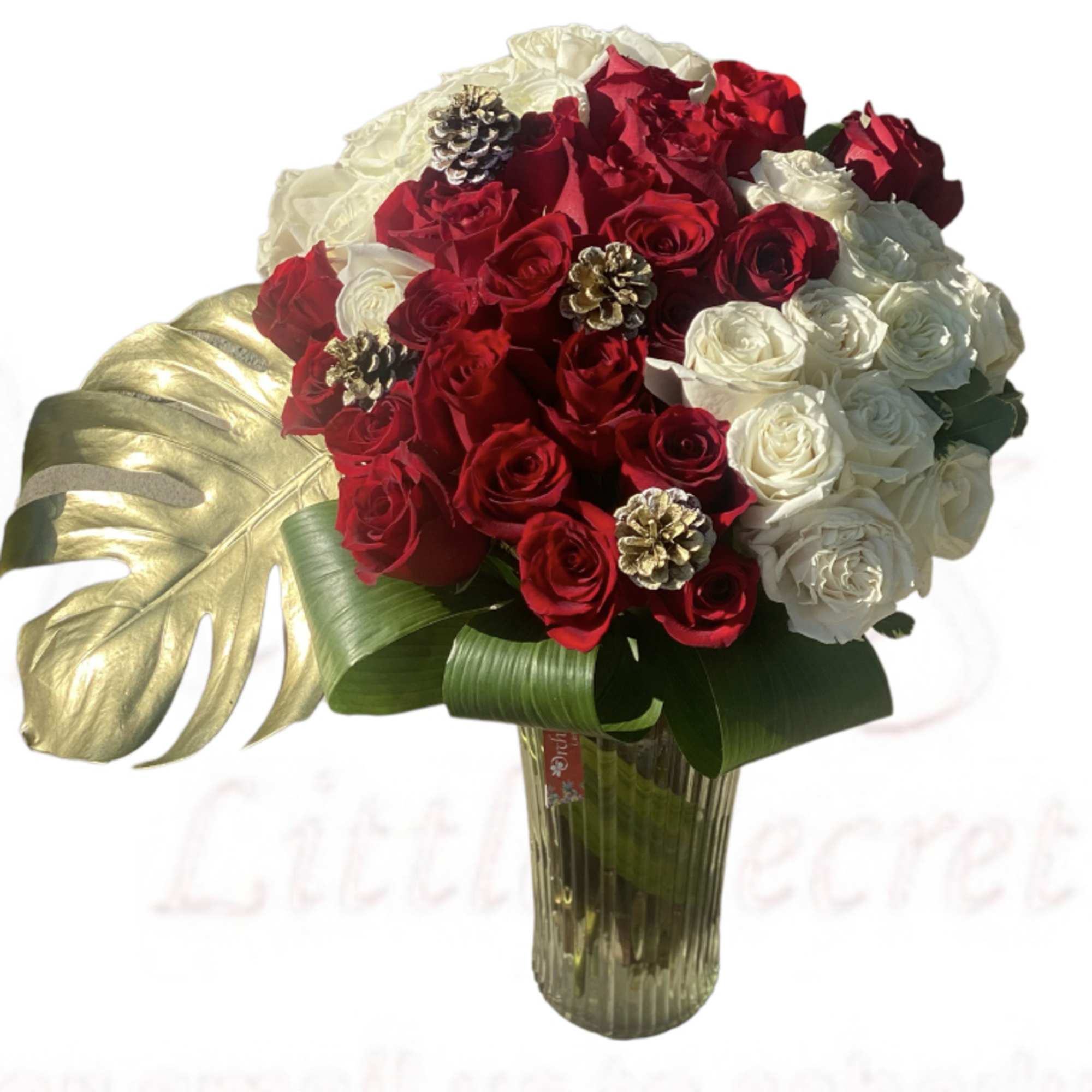 Send  Winter Modern 4 Dozen premium Red &amp; White Rose Bouquet