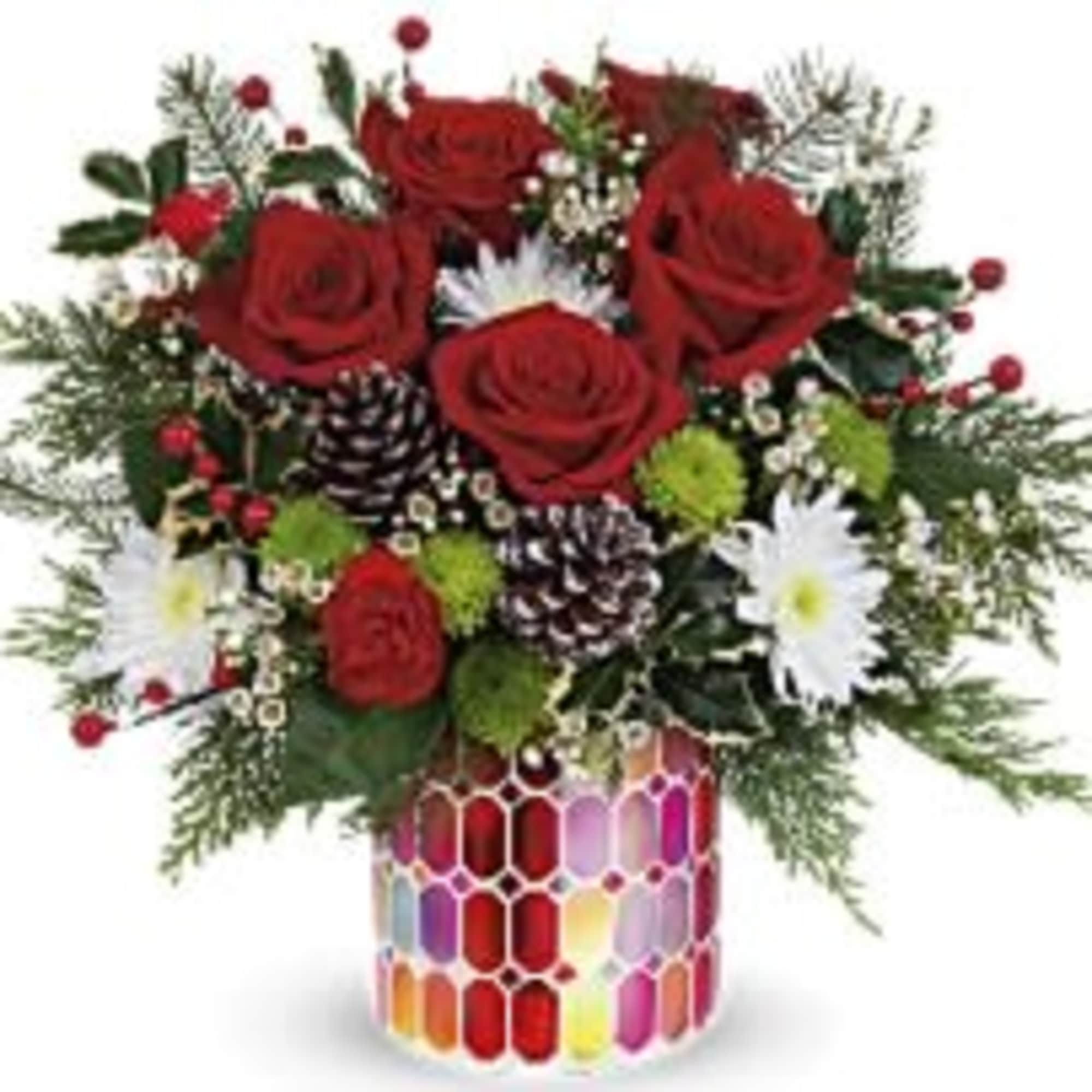 The Merriest Season is here! This festive red rose bouquet is sure