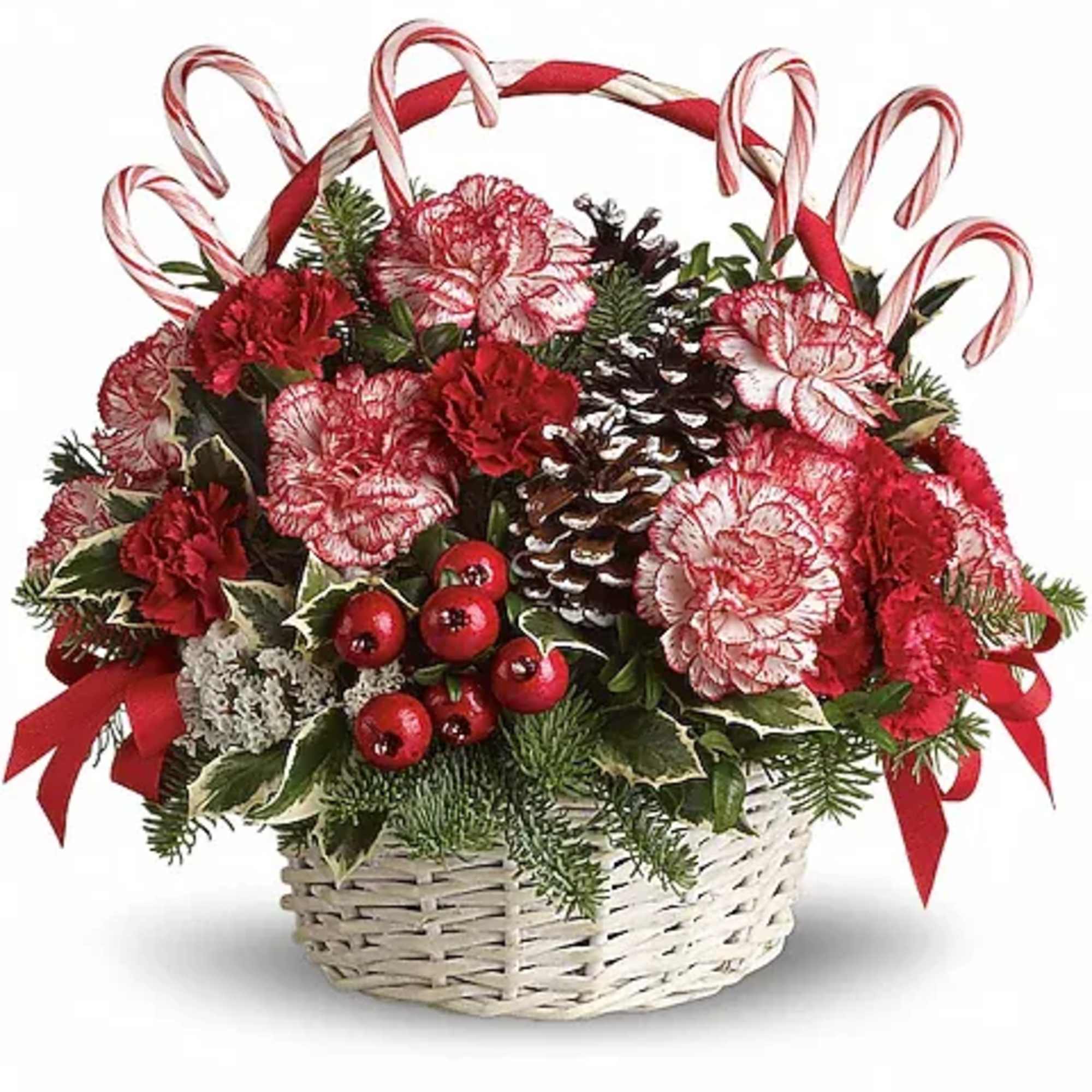 A-tisket, a-tasket, a candy cane Christmas basket. Take a walk through a