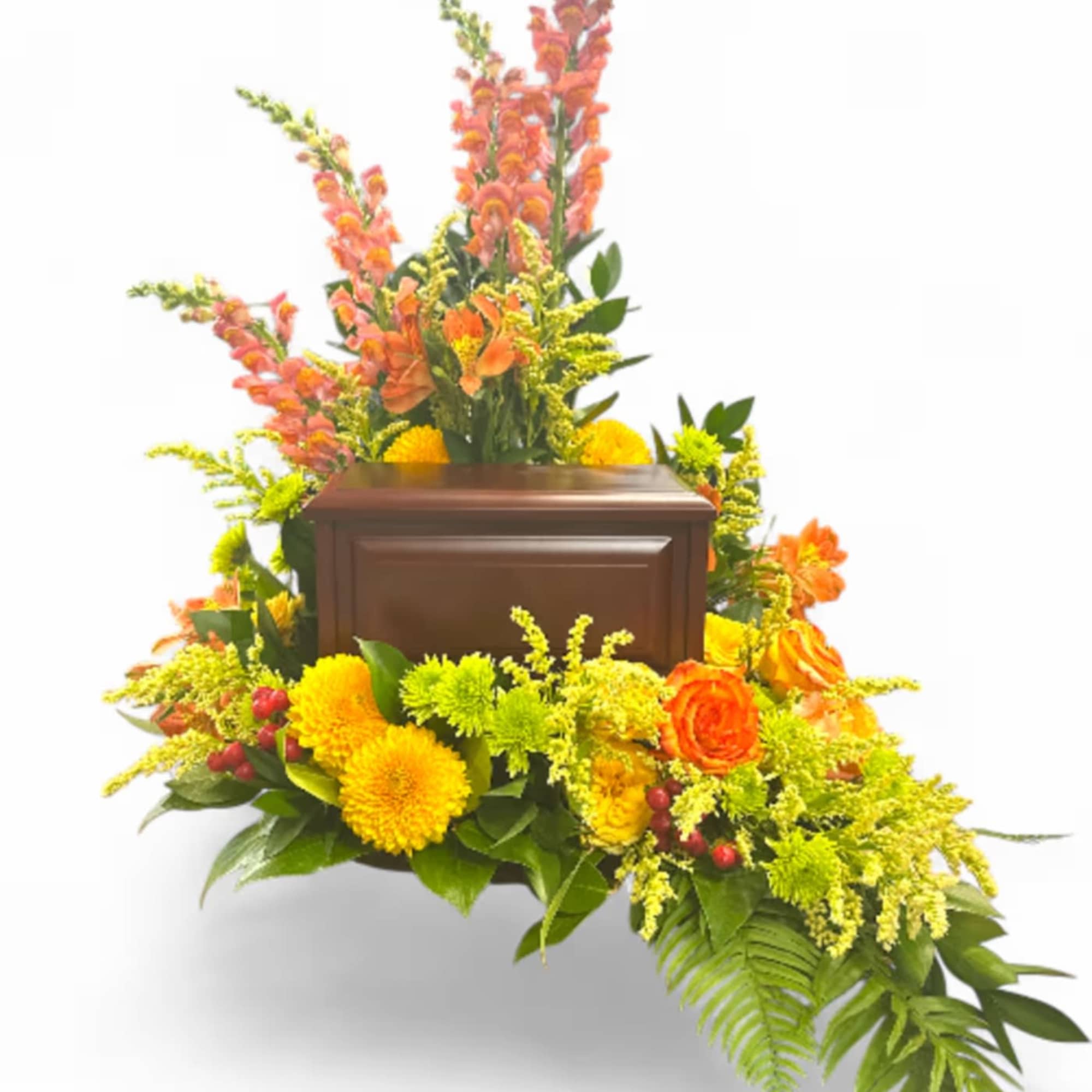 This vibrant sympathy collection is thoughtfully presented, offering a heartfelt tribute filled