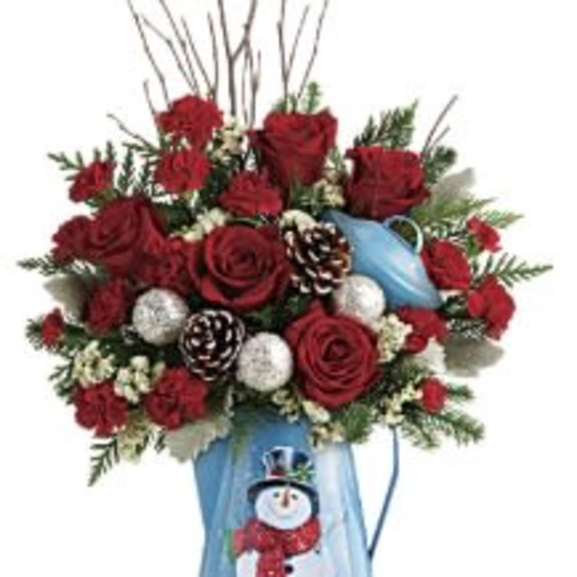 Pour on the Christmas charm with this radiant red bouquet, beautifully arranged