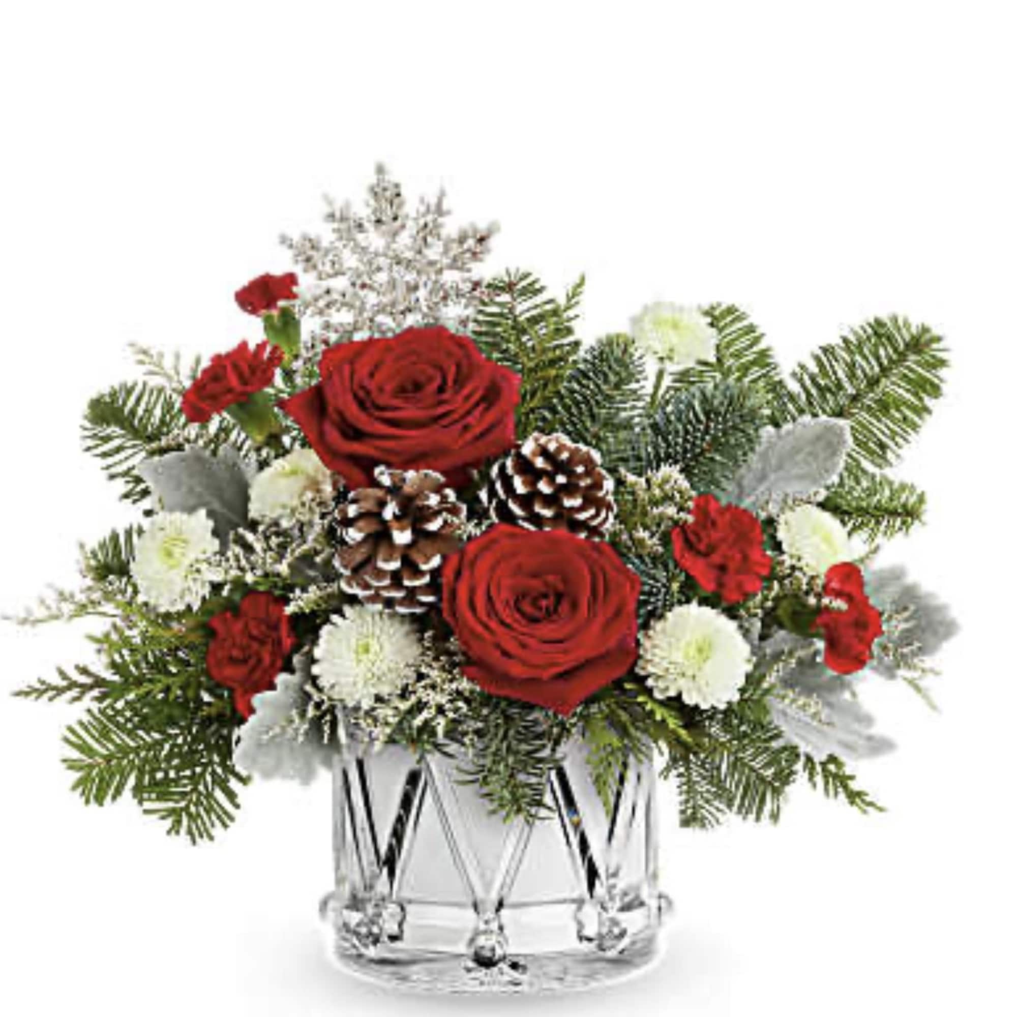 Little Drummer Joy Bouquet marches in the holiday cheer with red roses