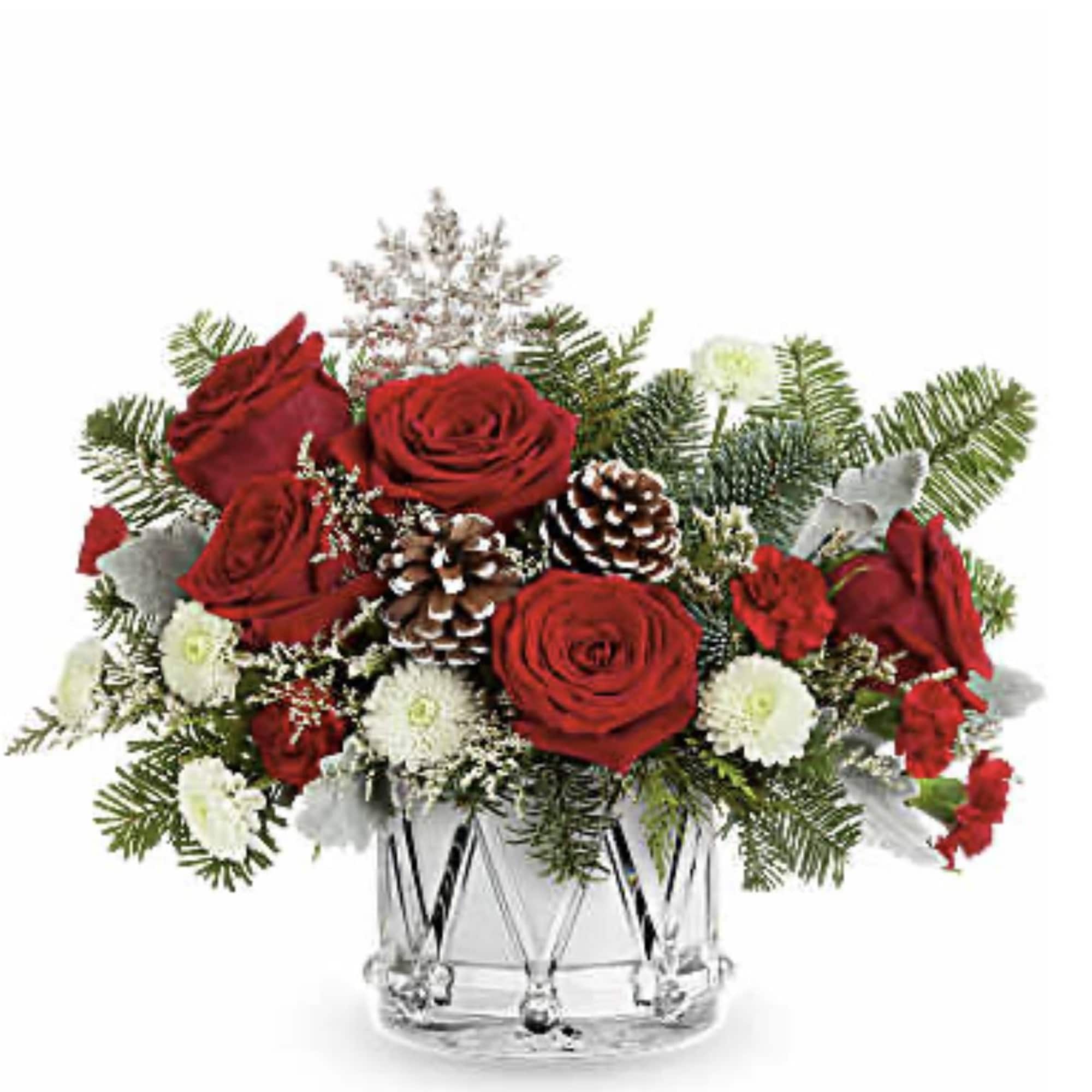 Little Drummer Joy Bouquet marches in the holiday cheer with red roses