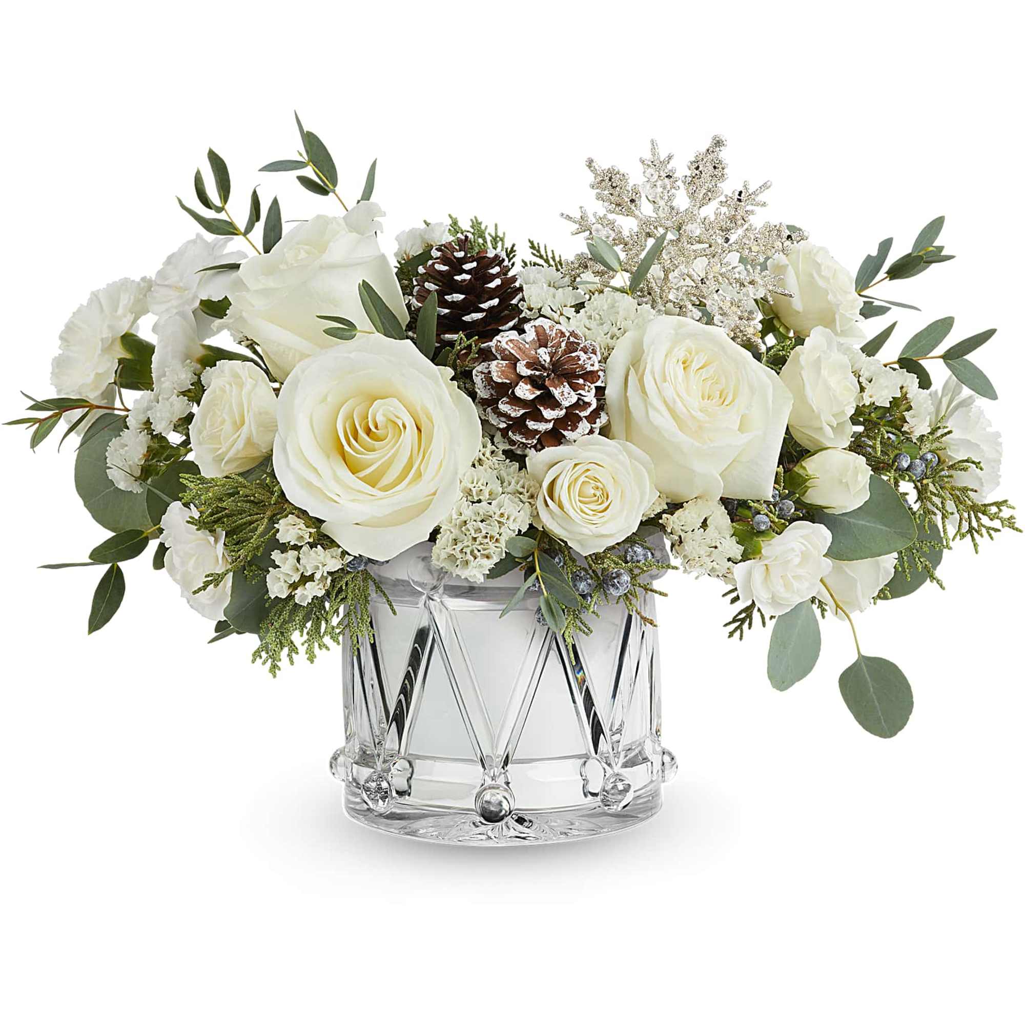 Sparkling Wishes Bouquet is a winter wonderland of white blooms, fresh greenery