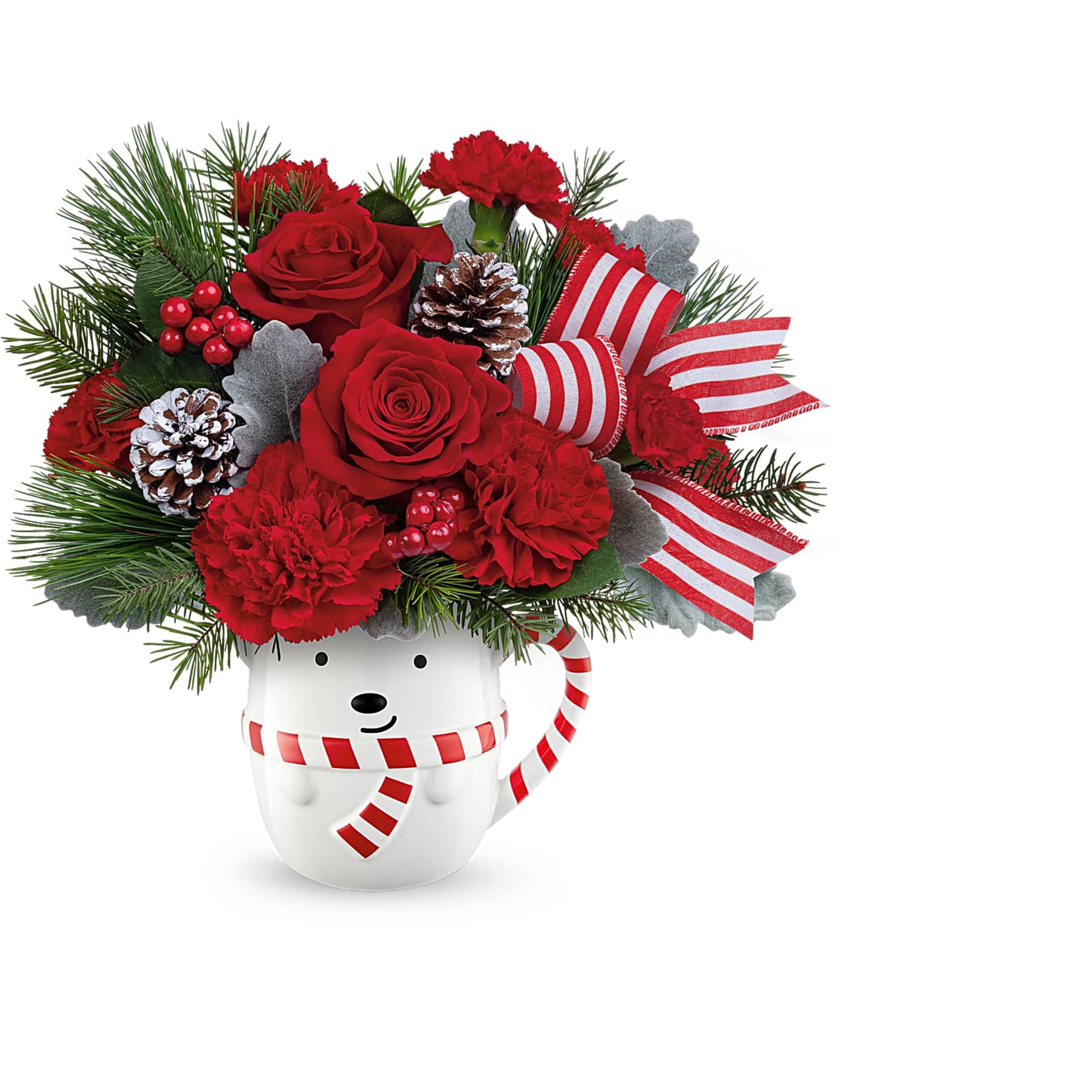 Send A Hug&reg; Beary Wish Bouquet is brimming with red roses, festive