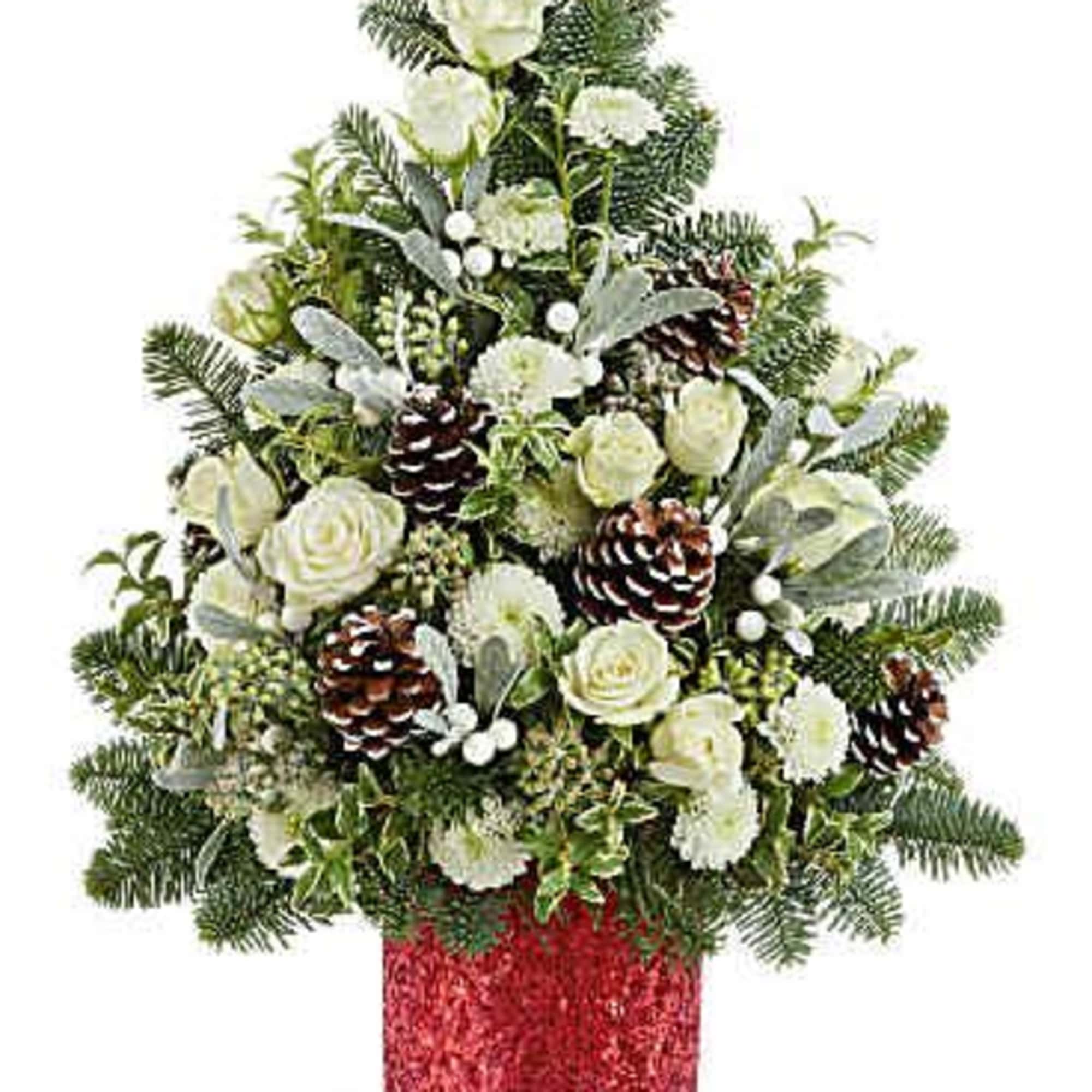 Teleflora&#039;s Winter Whisper Tree brings serene holiday beauty with snowy white blooms