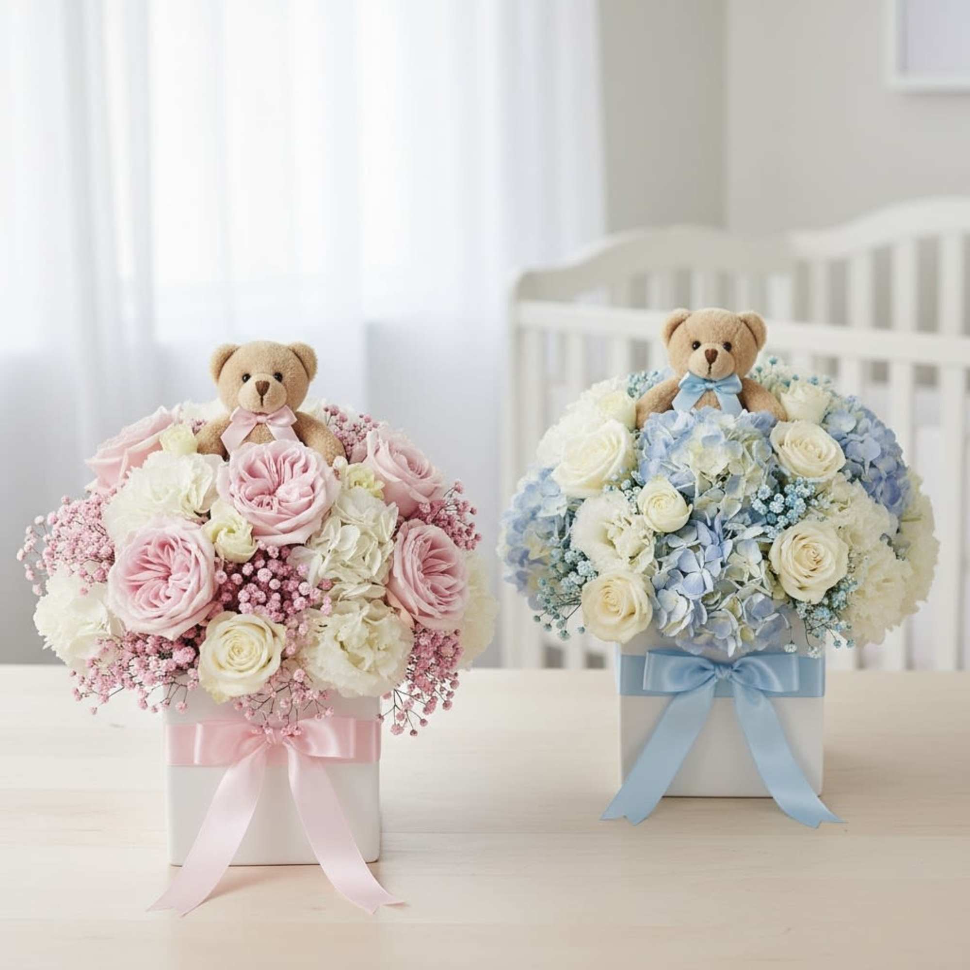 Celebrate the new baby girl with this luxurious and charming arrangement. It