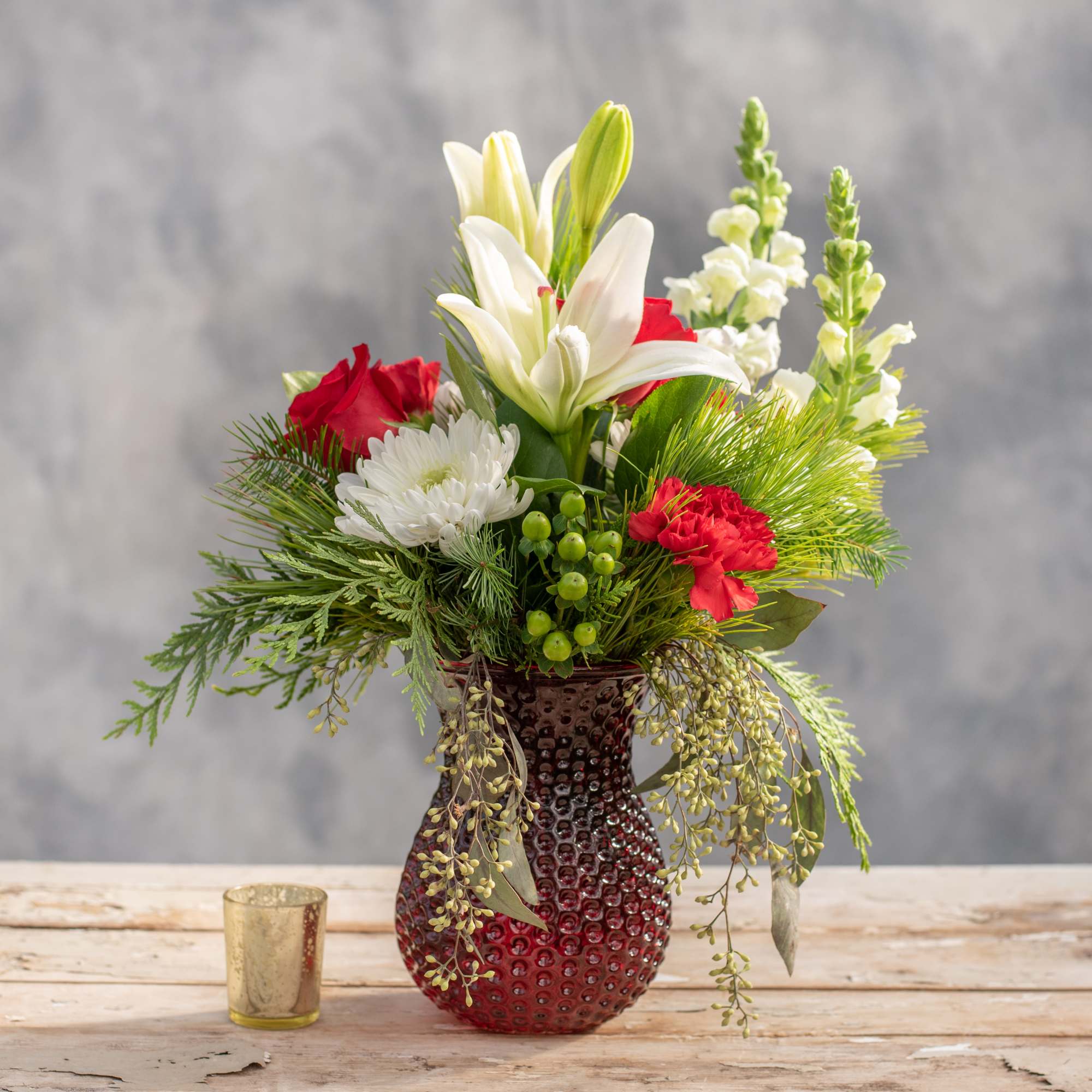 Here&#039;s a Jolly Holiday favorite this 7&quot; dimpled red glass vase will