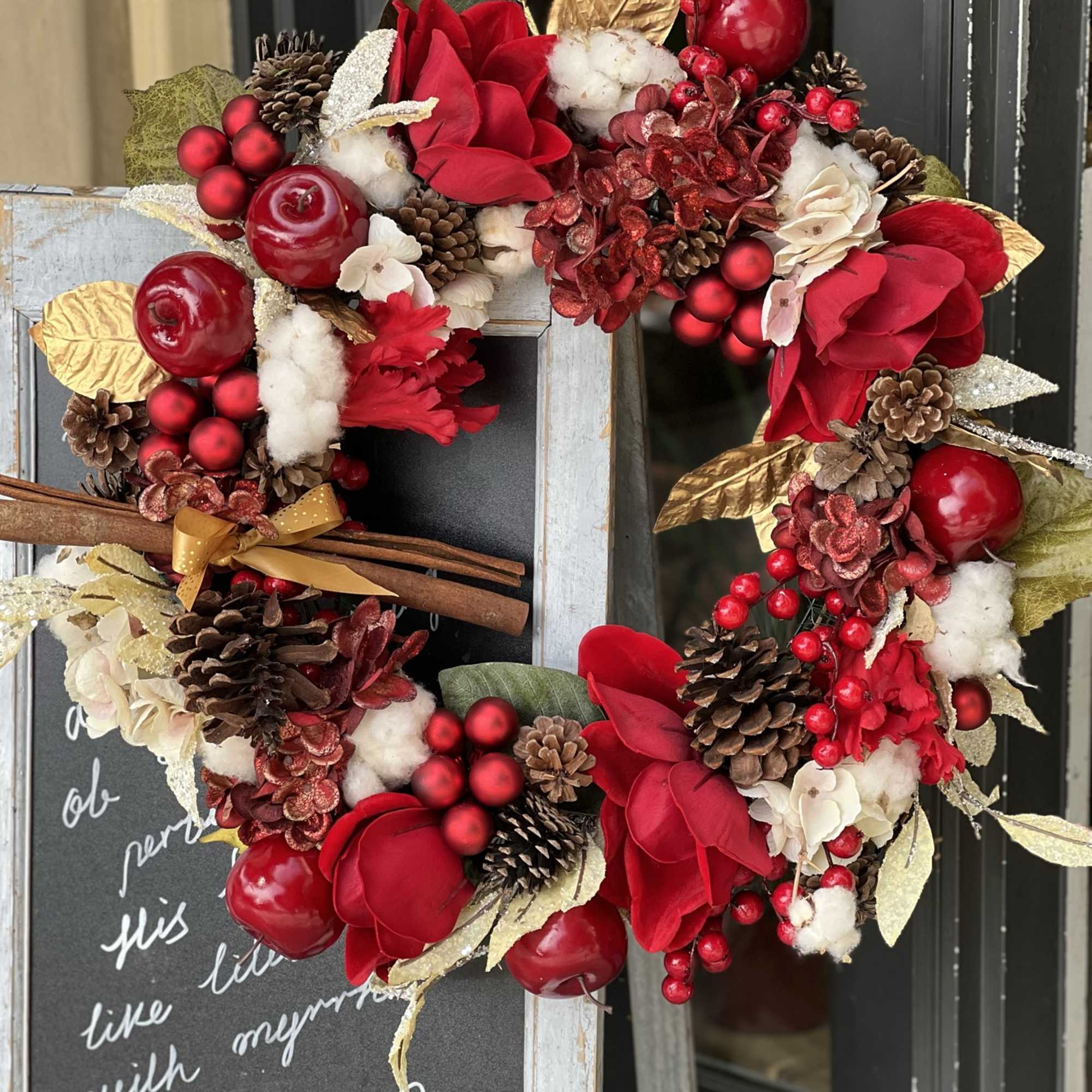 This Silk flowers wreath perfectly for you or your friends holiday door.