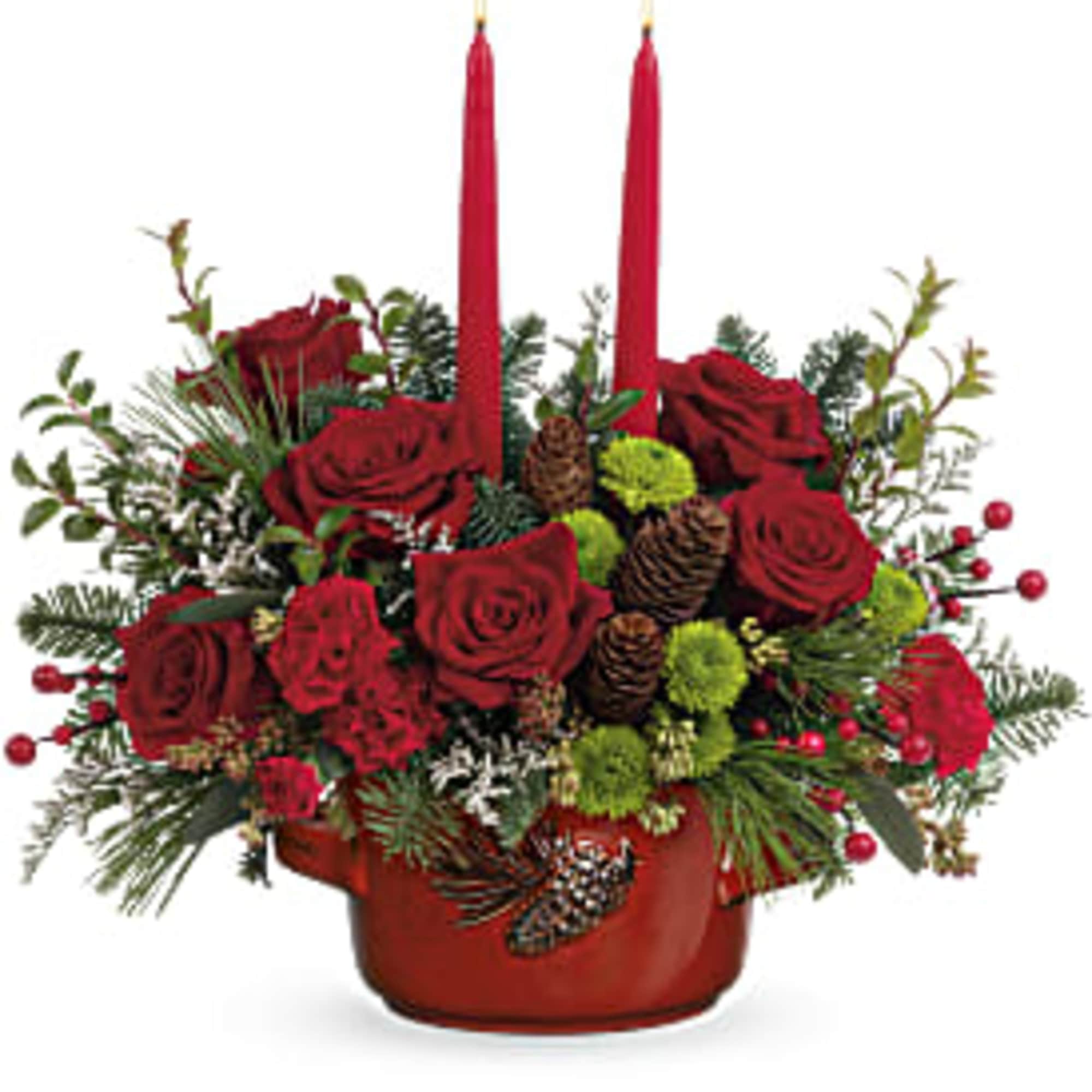 With its hand-painted pinecone motif and charming vintage look, this food-safe stoneware