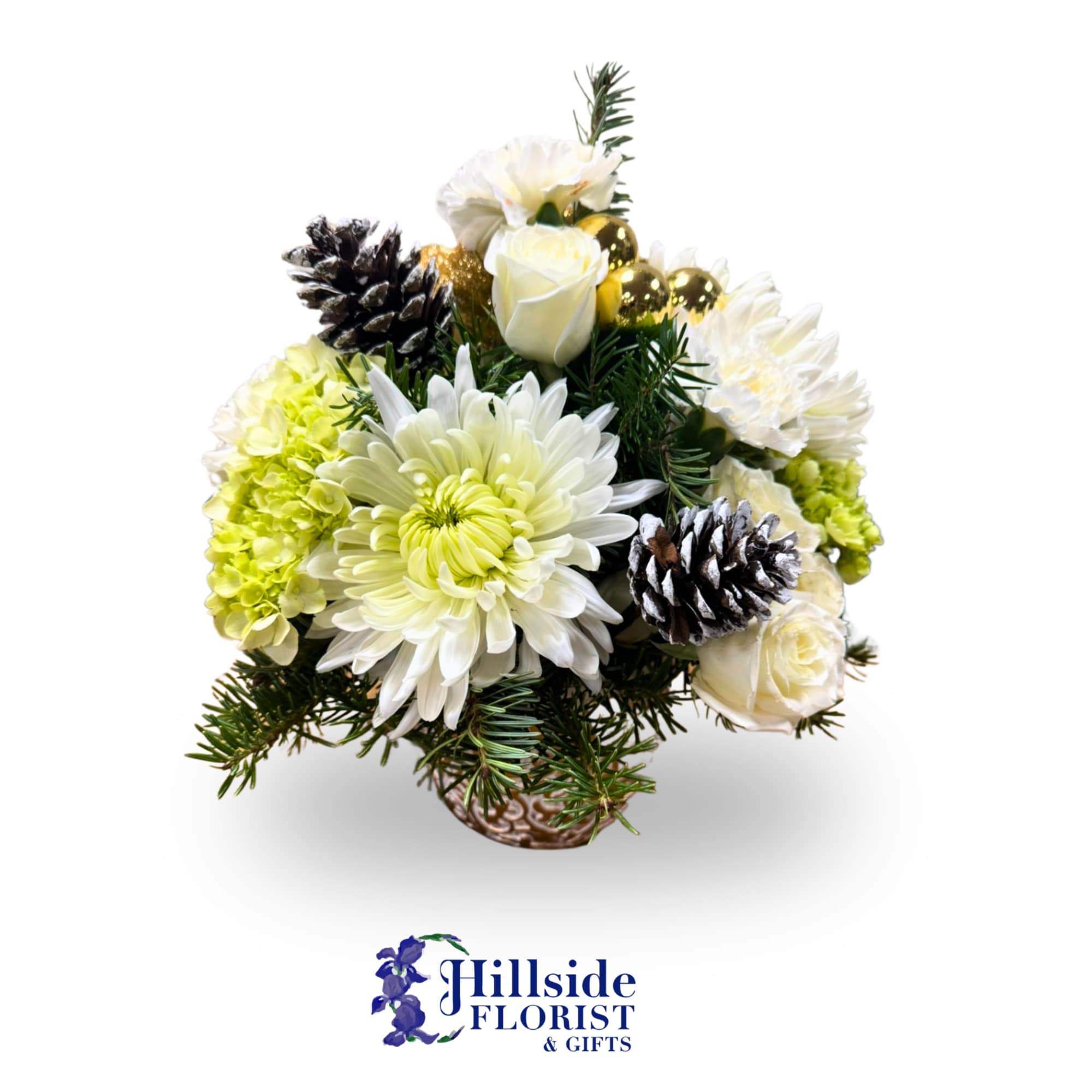 A perfect gift for the holidays this beautiful arrangement of whites and