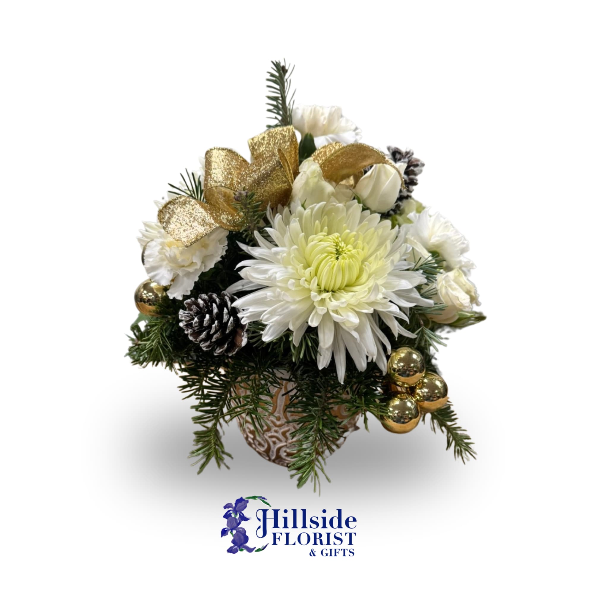 A perfect gift for the holidays this beautiful arrangement of whites and