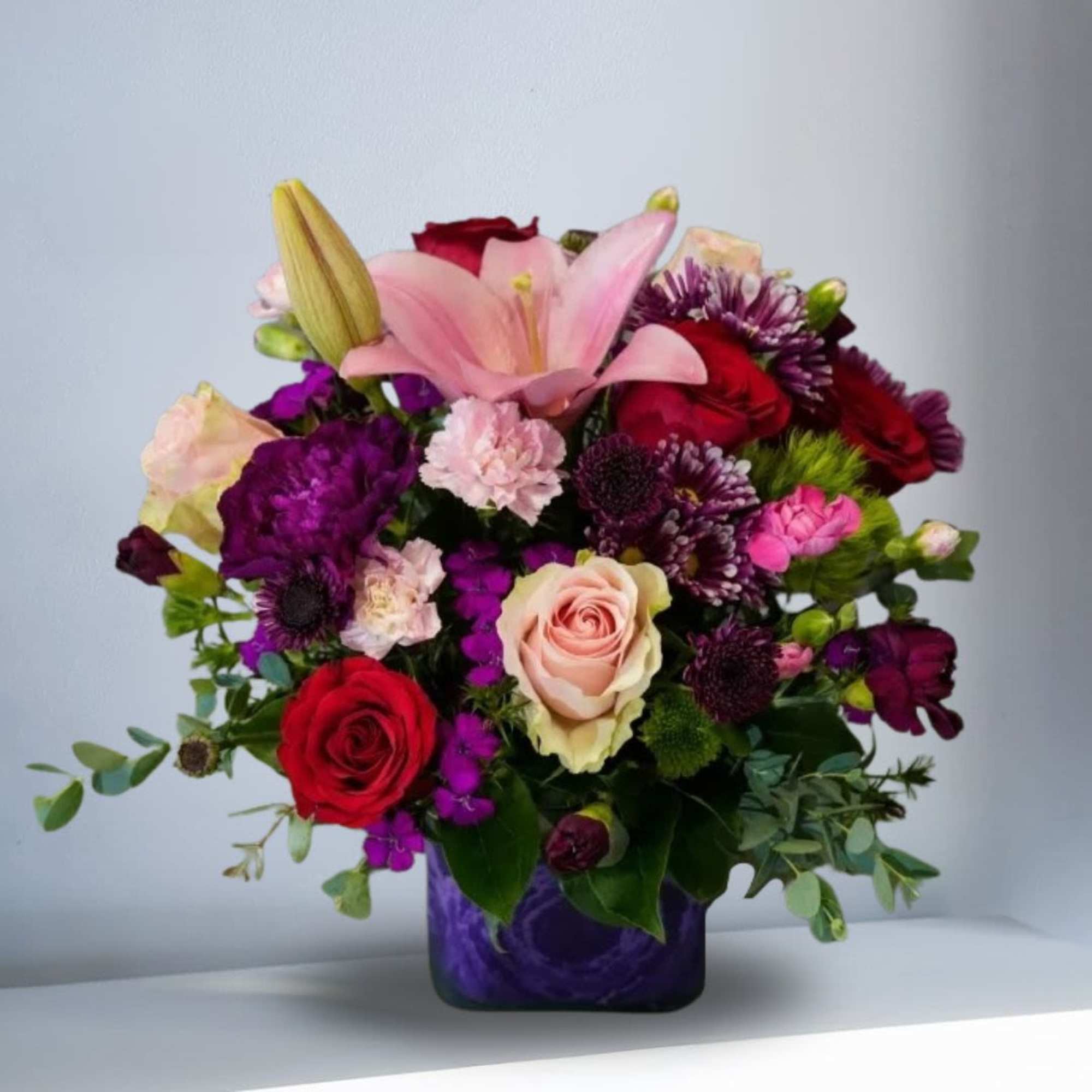 Recipe: Pink Asiatic Lilies, Pink and Red Roses, Sweet Williams, Pink Mini